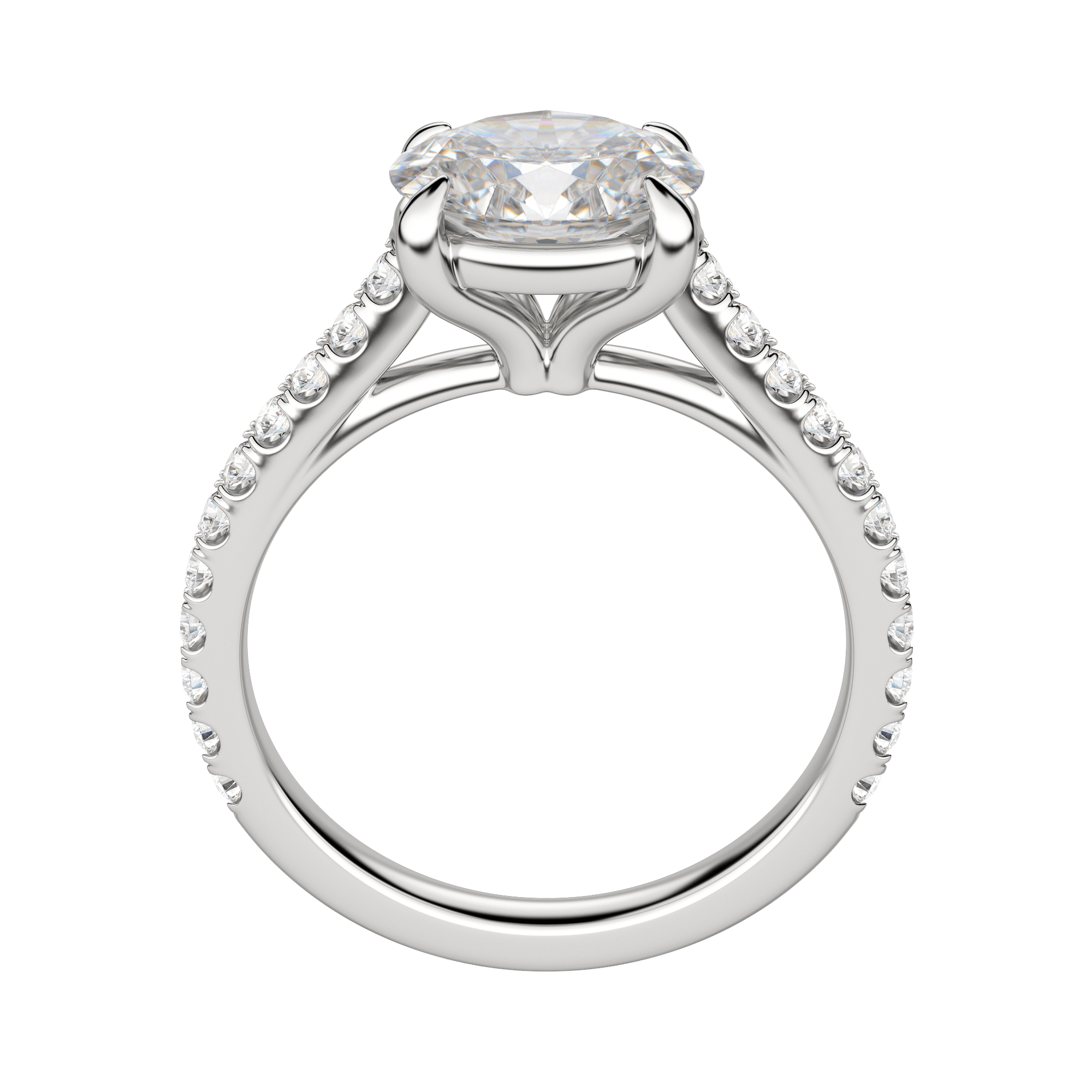 Edgy Accented Oval Cut Engagement Ring, Platinum, 18K White Gold, Hover, 