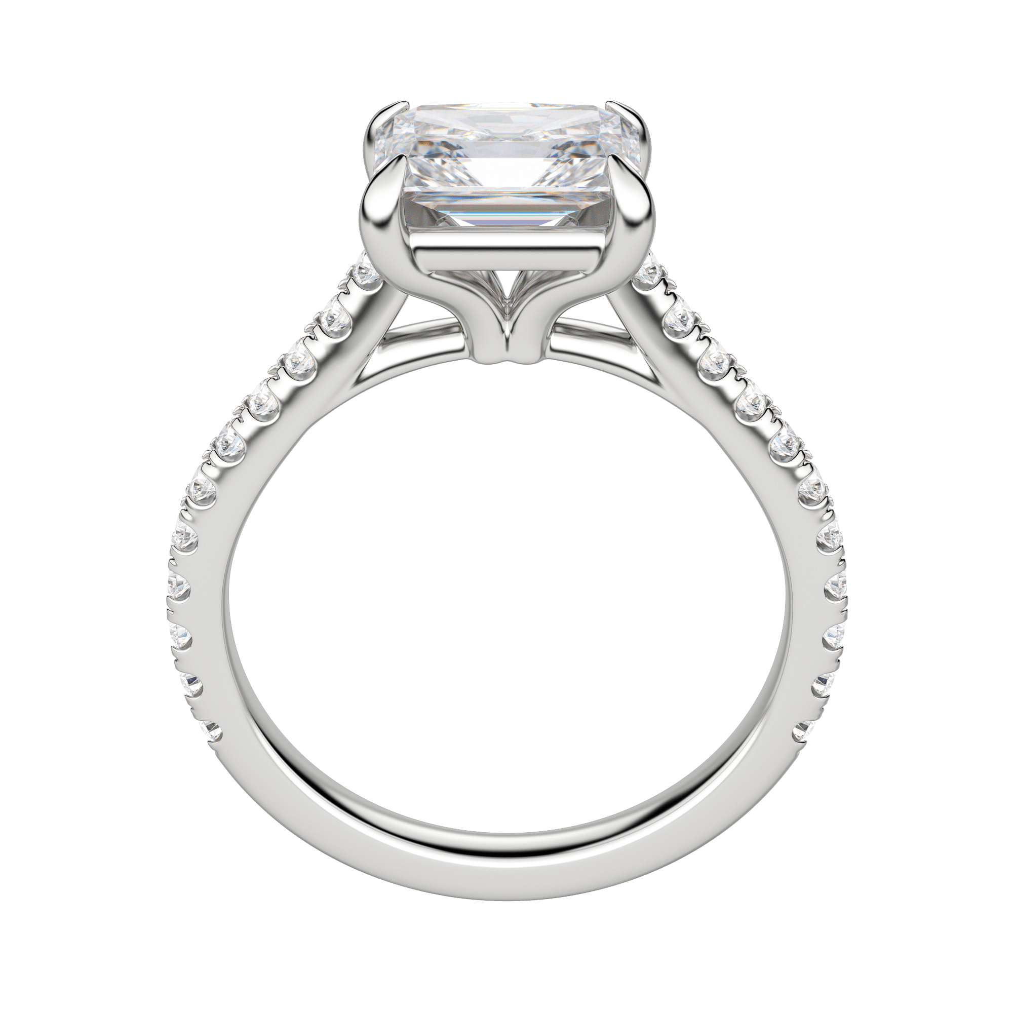 Edgy Accented Radiant Cut Engagement Ring, Platinum, 18K White Gold, Hover, 