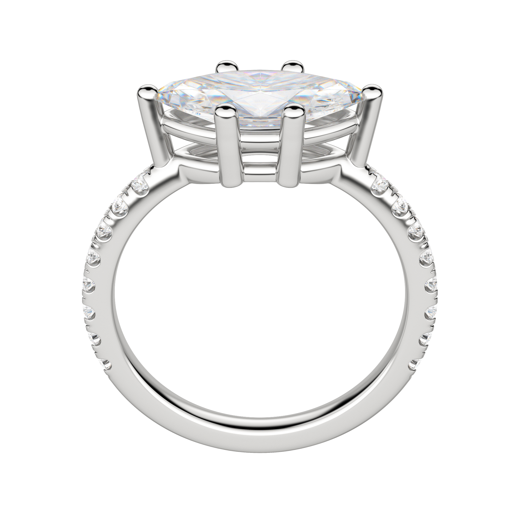 Edgy Basket Accented Marquise Cut Engagement Ring, Platinum, 18K White Gold, Hover, 