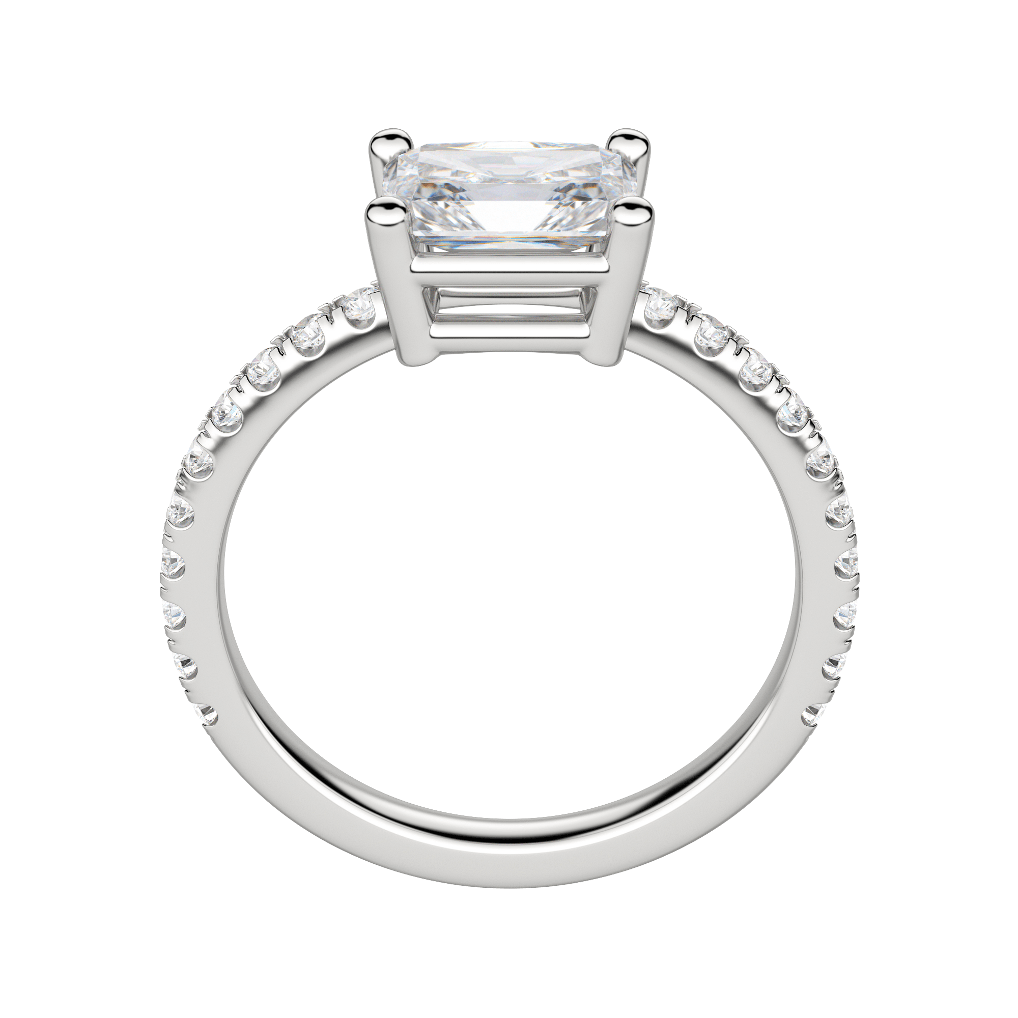 Edgy Basket Accented Radiant Cut Engagement Ring, Platinum, 18K White Gold, Hover, 