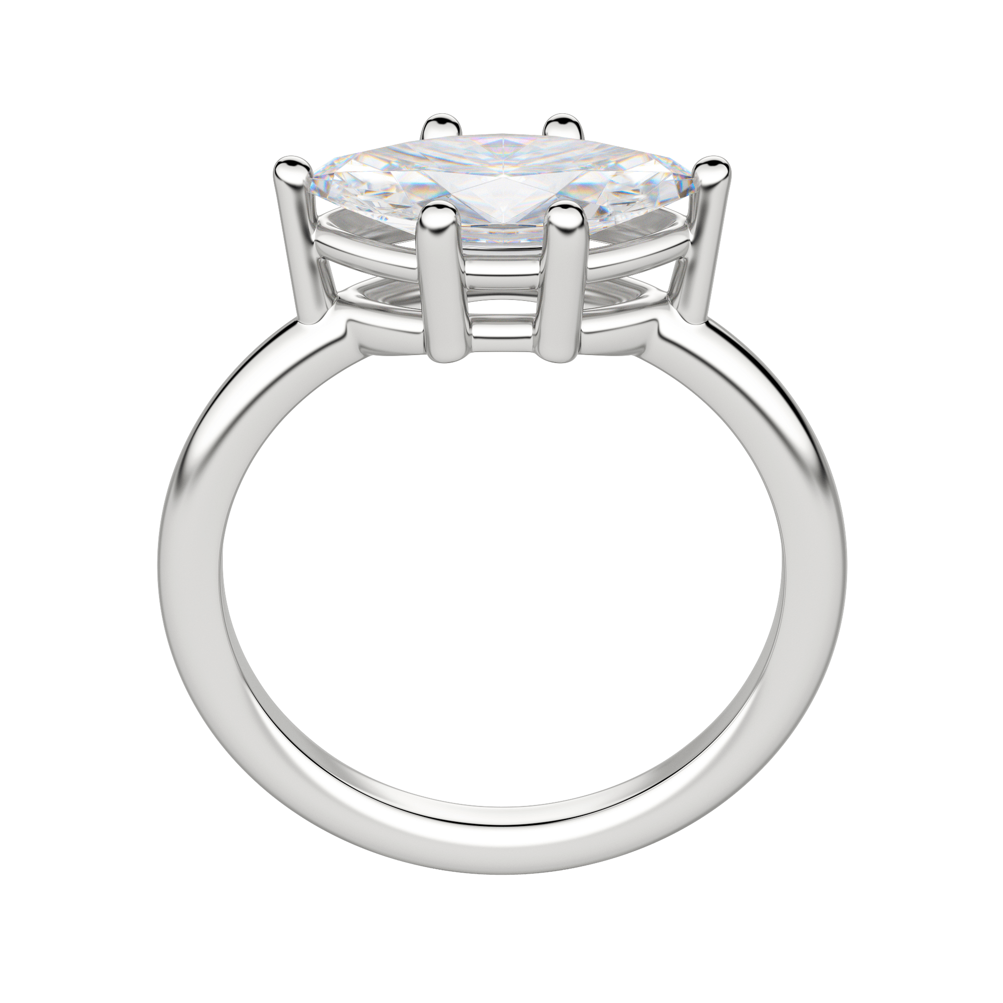 Edgy Basket Classic Marquise Cut Engagement Ring, Platinum, 18K White Gold, Hover, 