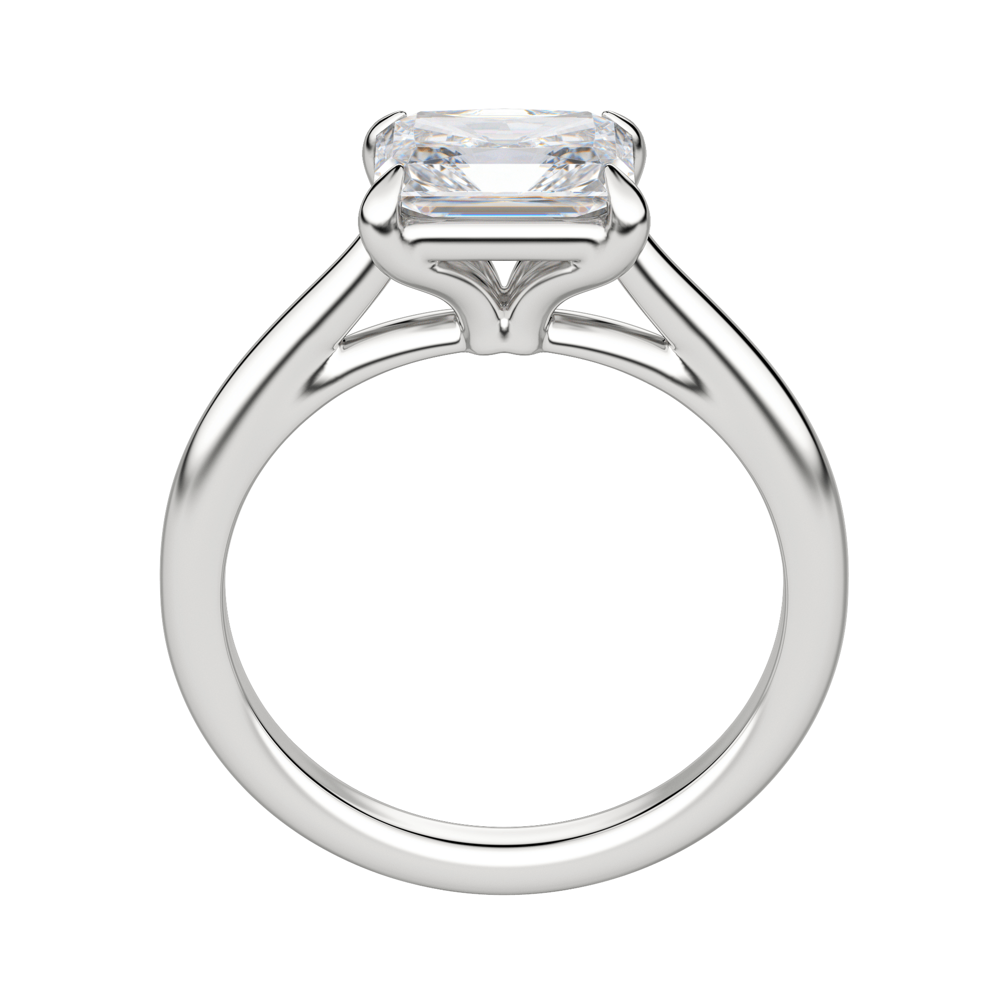 Edgy Classic Emerald Cut Engagement Ring, Platinum, 18K White Gold, Hover, 