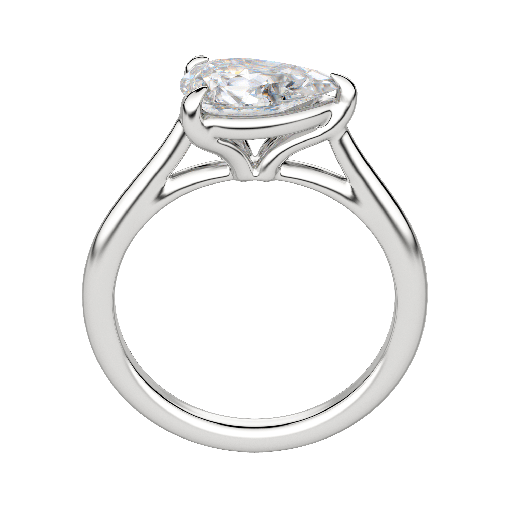 Edgy Classic Pear Cut Engagement Ring, Platinum, 18K White Gold, Hover, 