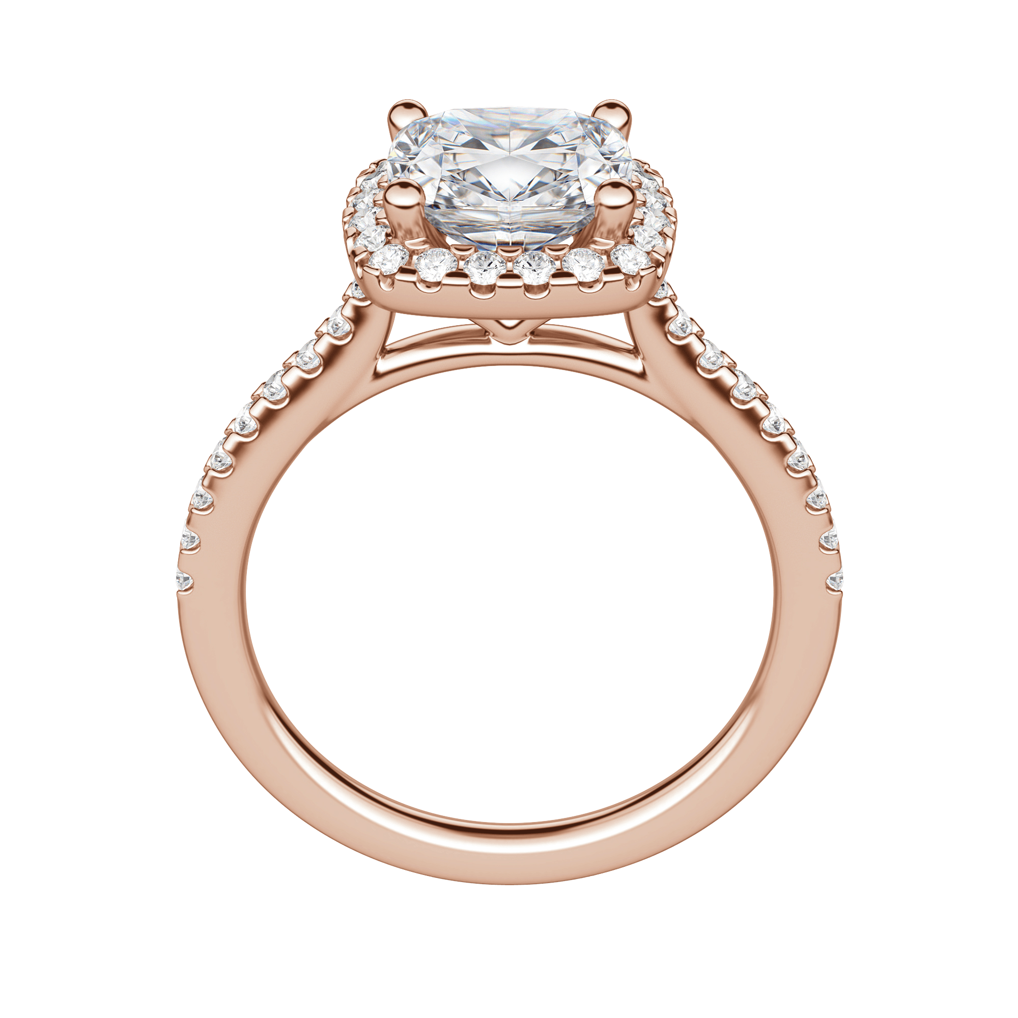 Helm Cushion Cut Engagement Ring, 14K Rose Gold, Hover, 