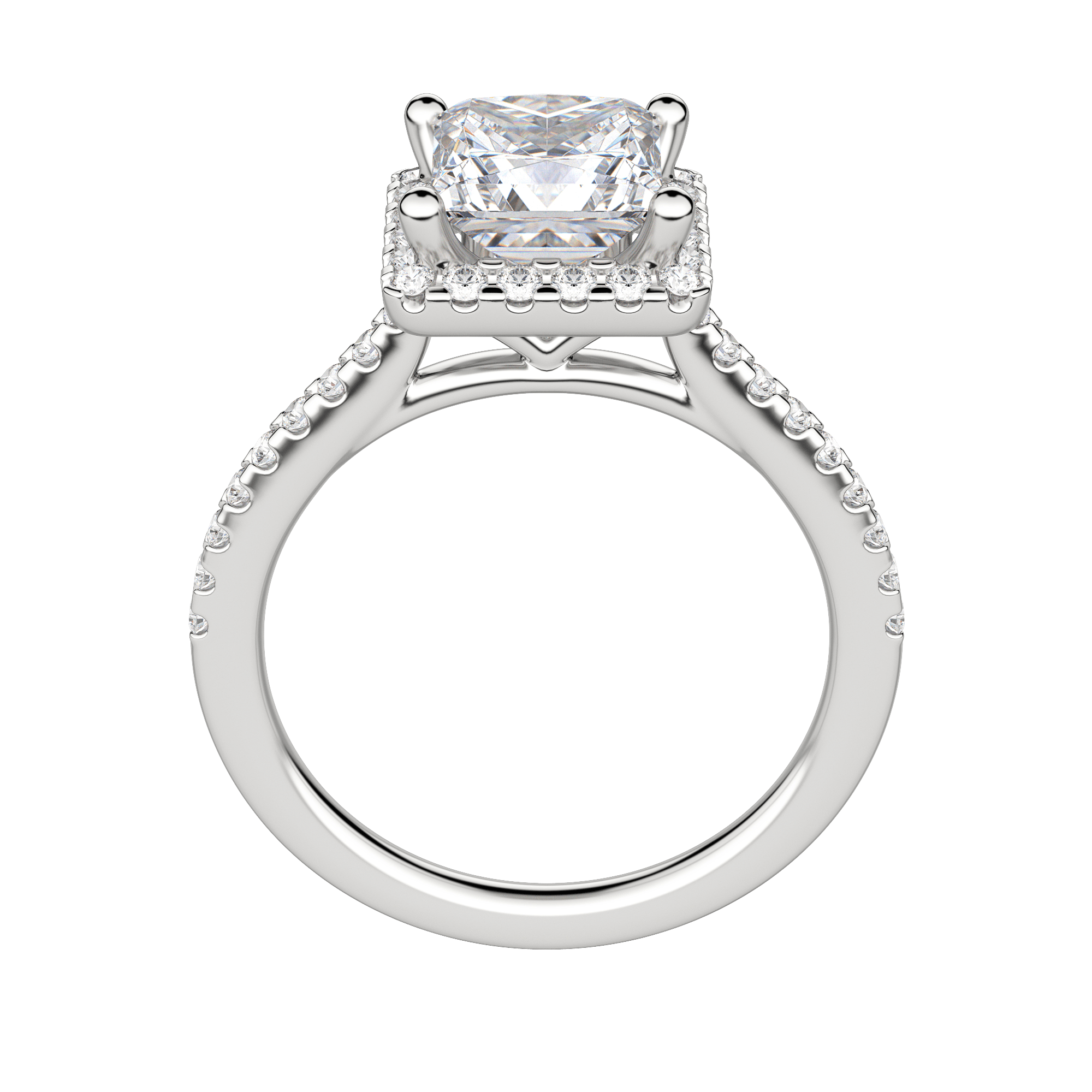 Helm Princess Cut Engagement Ring, Platinum, 18K White Gold, Hover, 