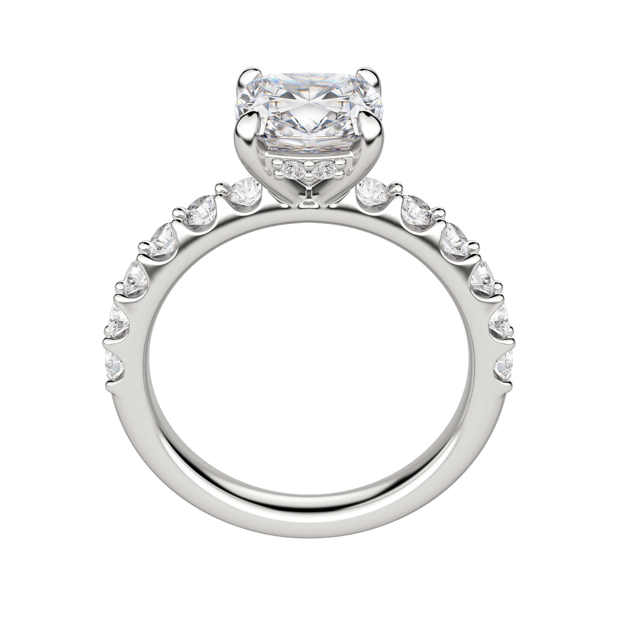 Holm Bold Cushion Cut Engagement Ring, Platinum, 18K White Gold, Hover, 