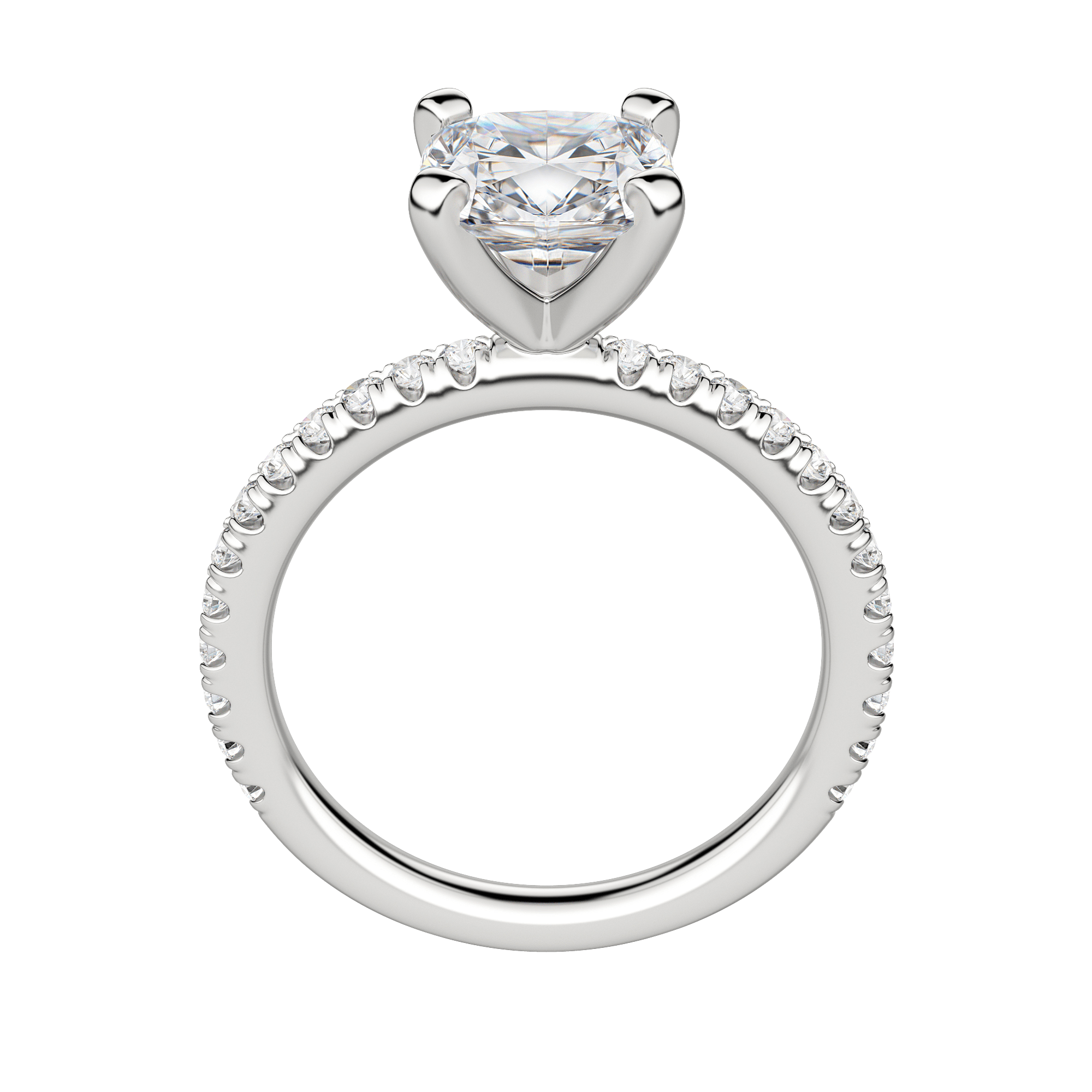 Holm Accented Cushion Cut Engagement Ring, Platinum, 18K White Gold, Hover, 