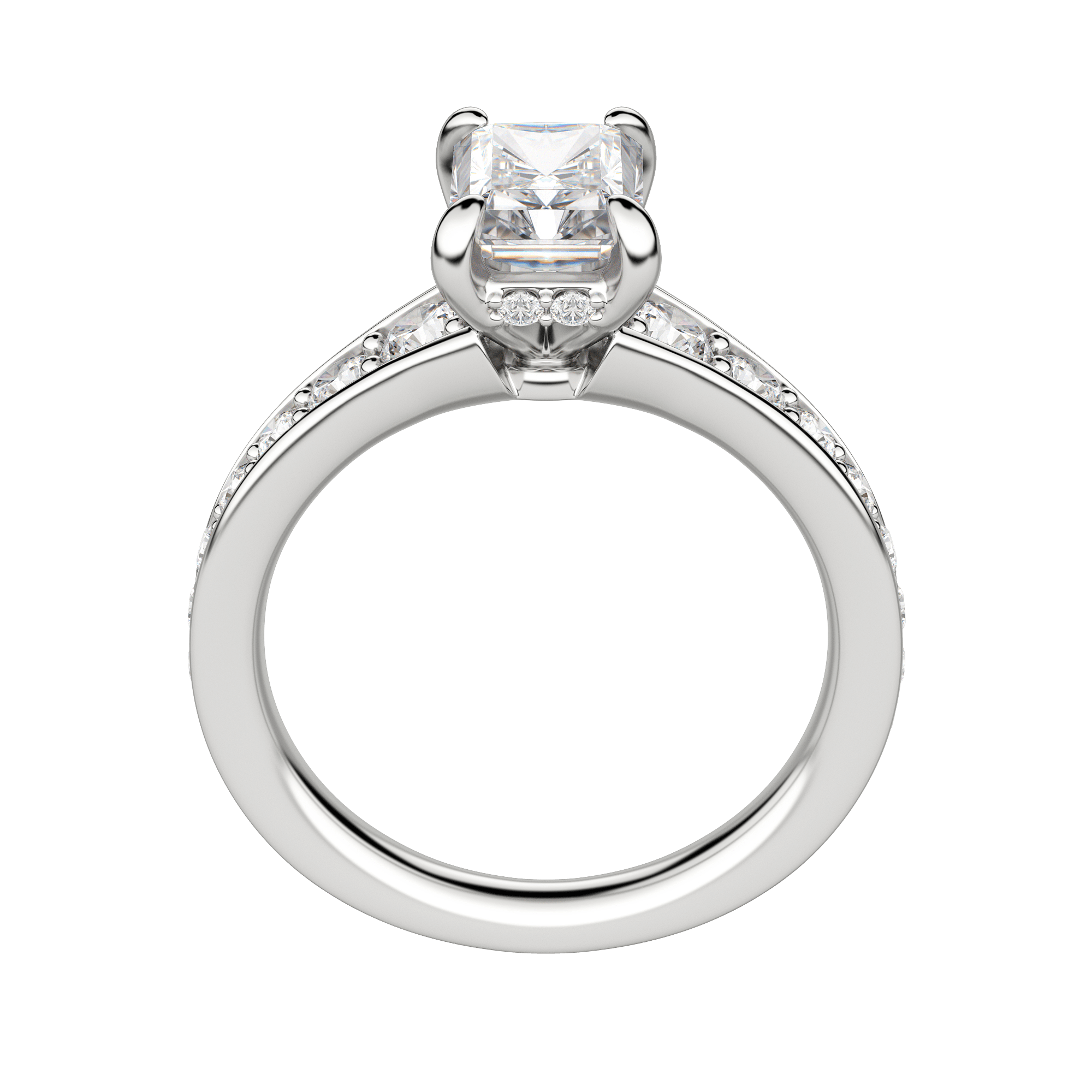 Iris Bold Radiant Cut Engagement Ring, Platinum, 18K White Gold, Hover, 