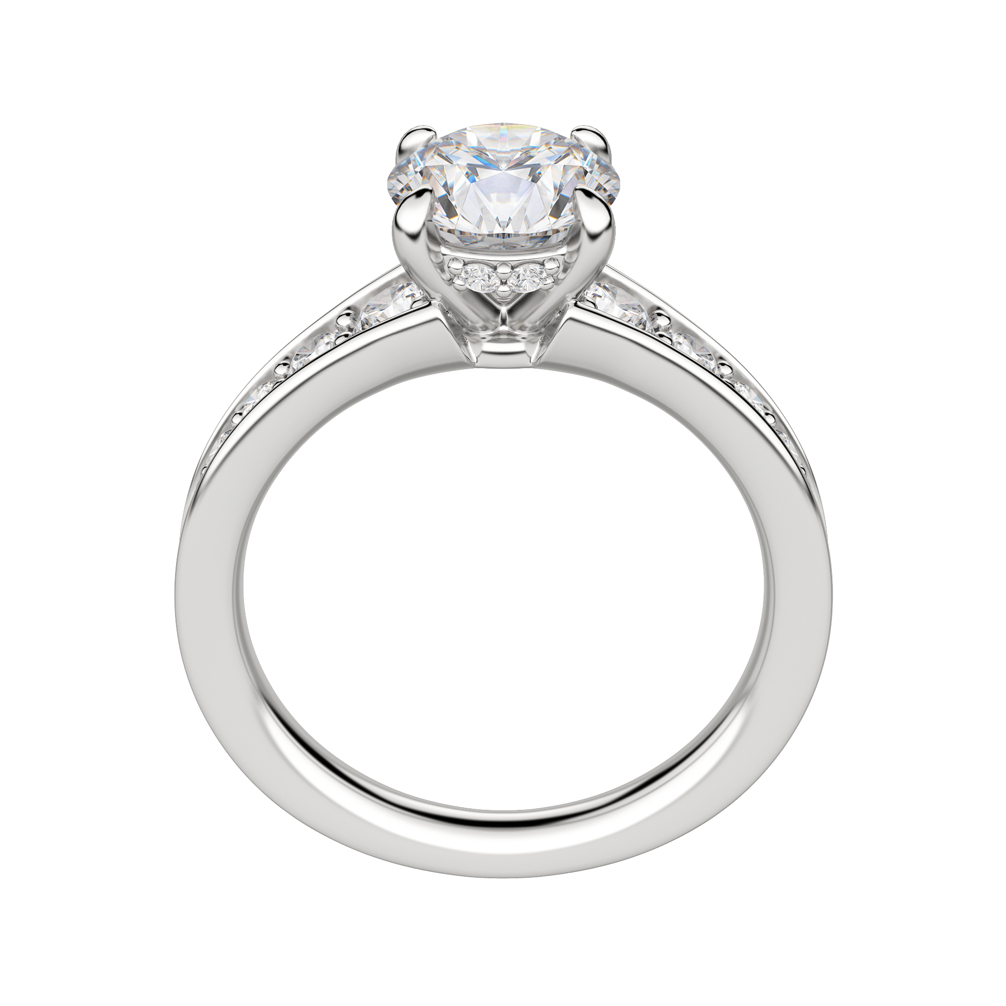 Iris Bold Round Cut Engagement Ring, Platinum, 18K White Gold, Hover, 