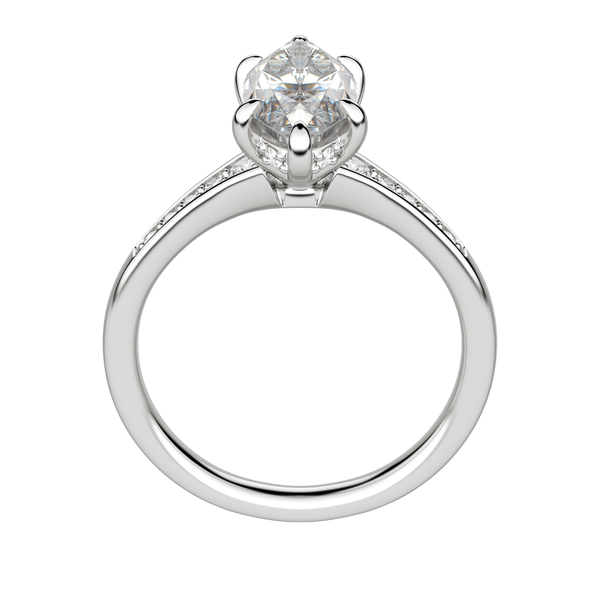 Iris Marquise Cut Engagement Ring, Platinum, 18K White Gold, Hover, 