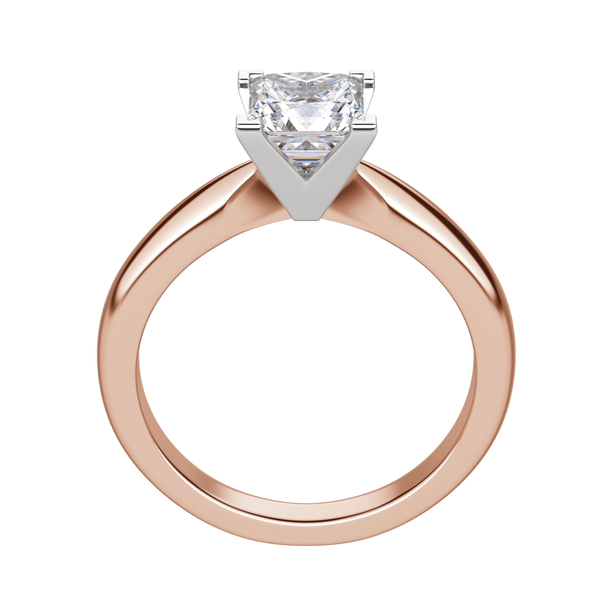 Isle Princess Cut Engagement Ring, Hover, 14K Rose Gold, 