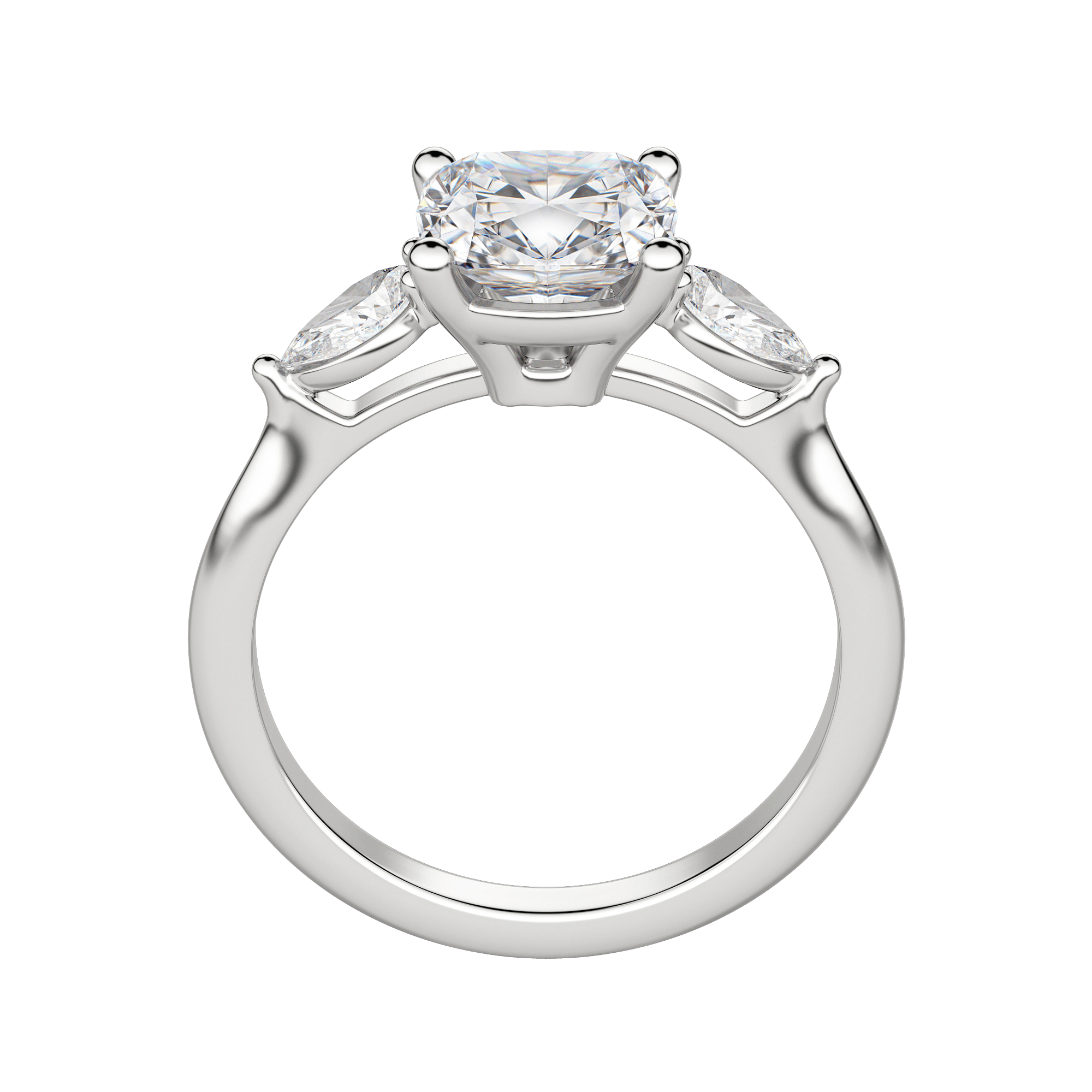 Lily Classic Cushion Cut Engagement Ring, Hover, Platinum, 18K White Gold, 