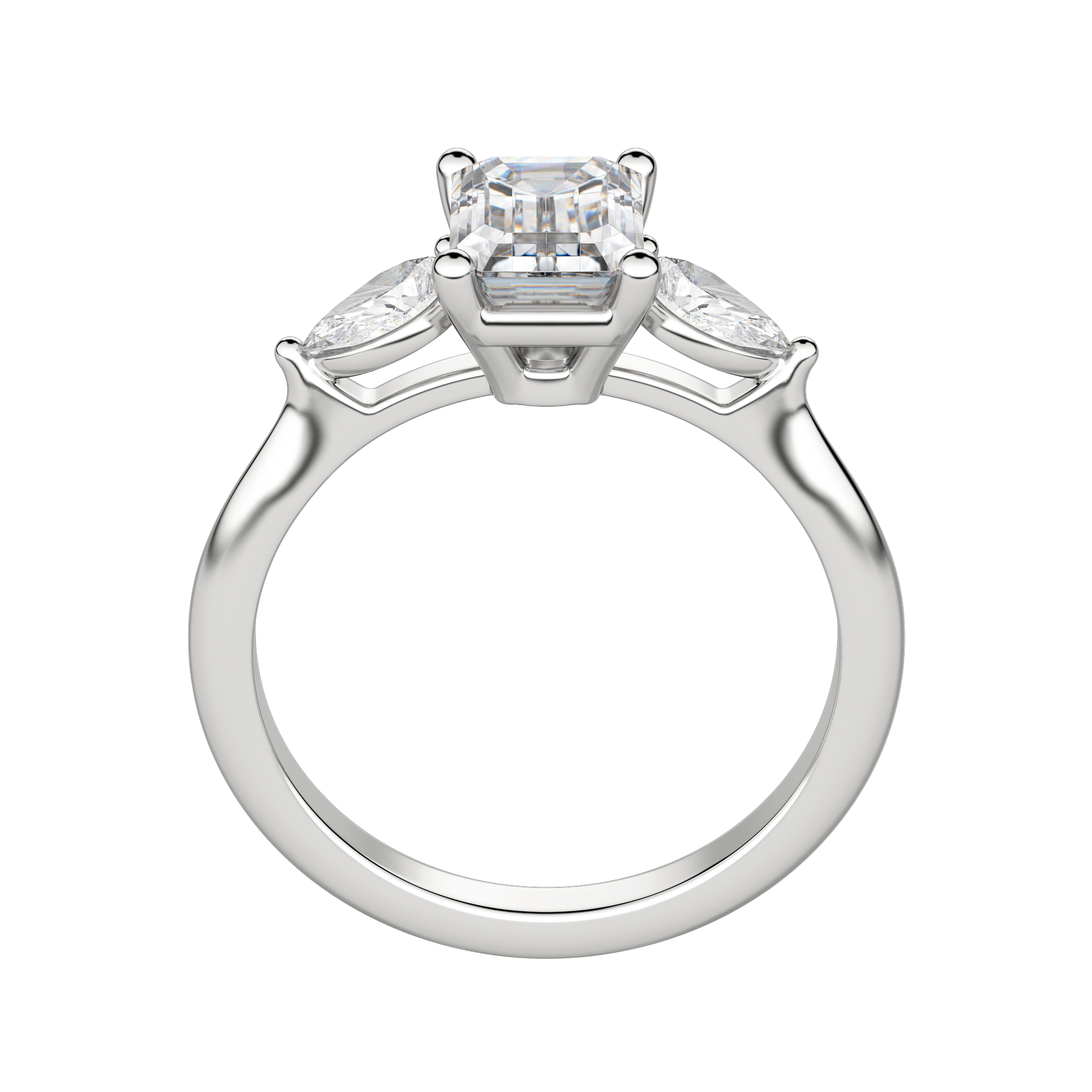 Lily Classic Emerald Cut Engagement Ring, Hover, Platinum, 18K White Gold, 