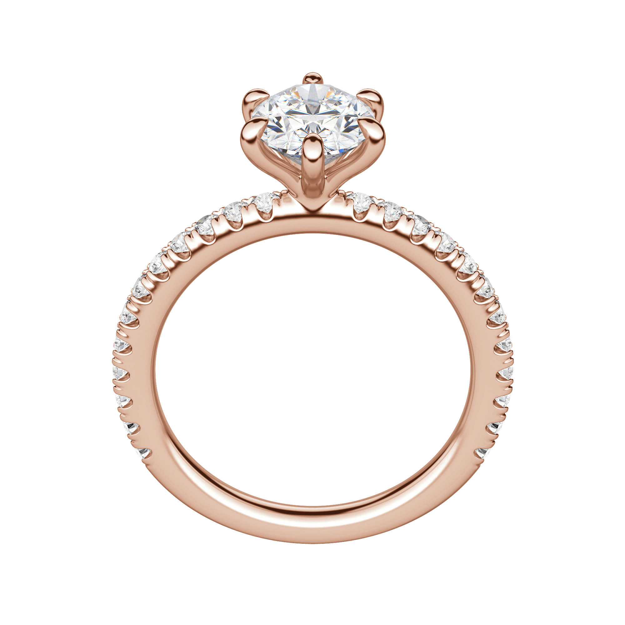 Lyre Accented Oval Cut Engagement Ring, Hover, 14K Rose Gold, 