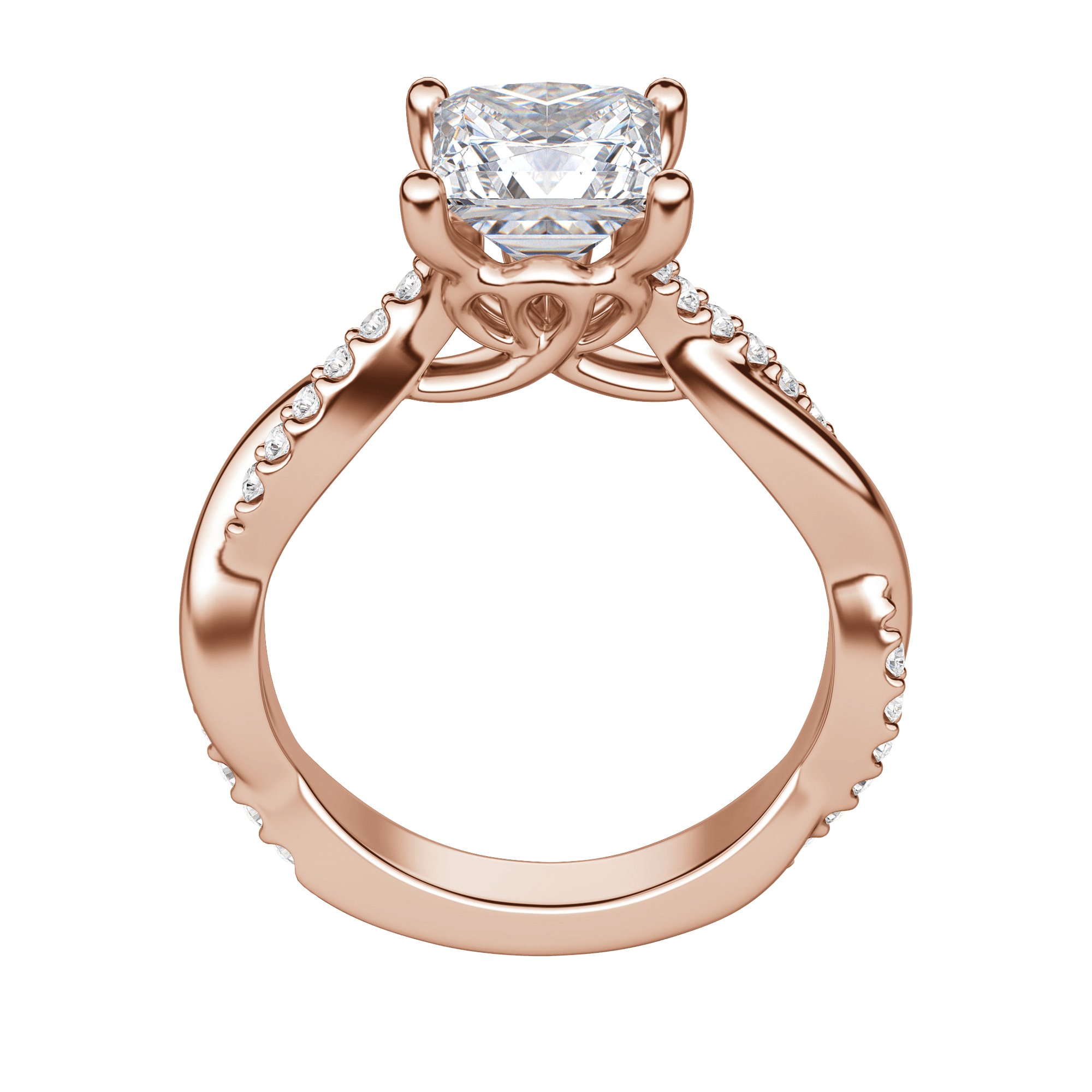 Mora Princess cut Engagement Ring, Hover, 14K Rose Gold, 