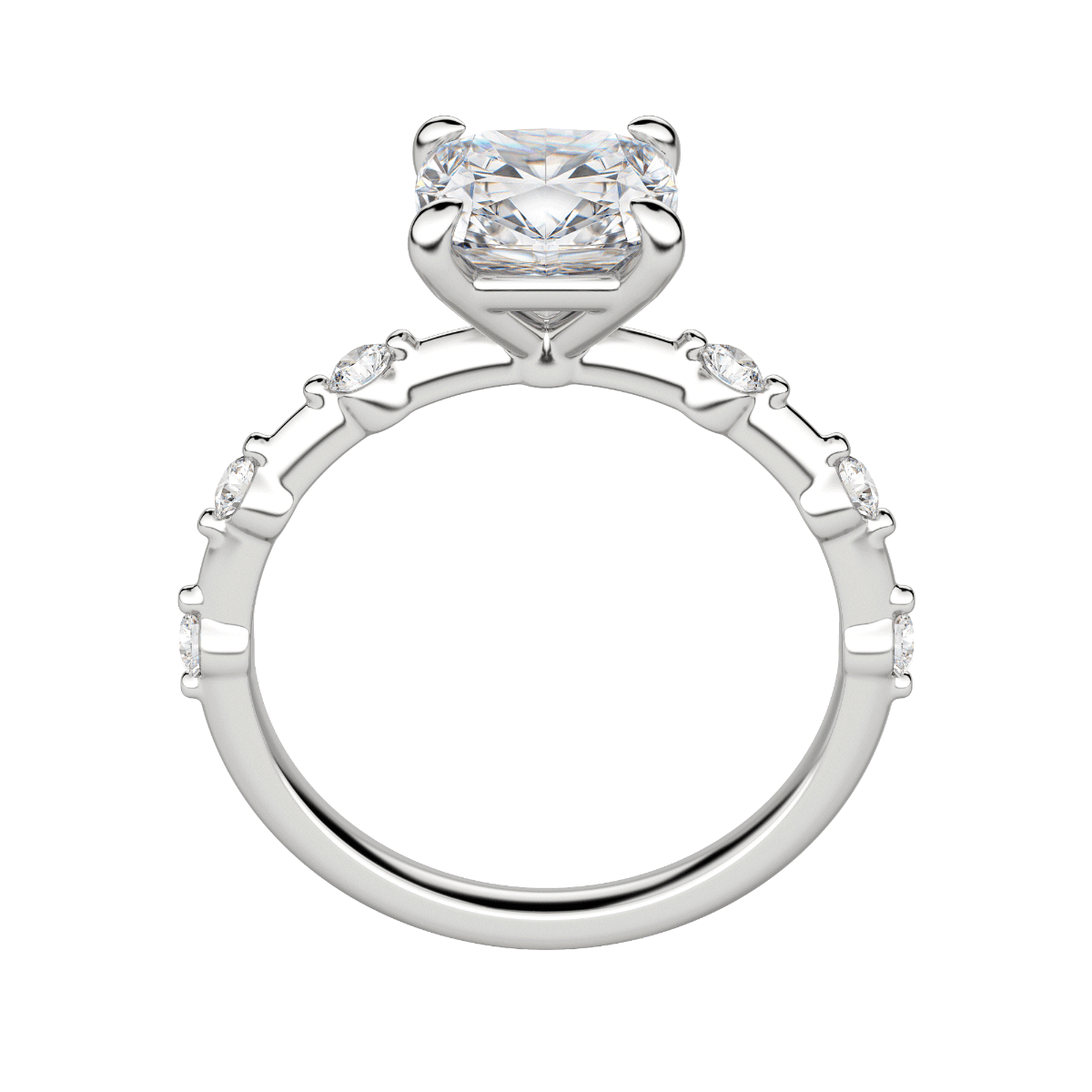Napa Cushion Cut Engagement Ring, 18K White Gold, Platinum, Hover
