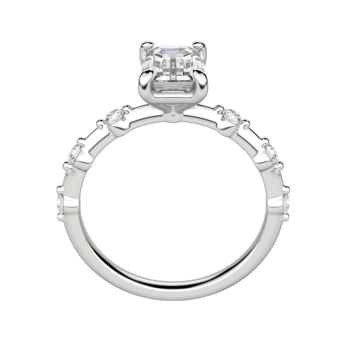 Napa Emerald Cut Engagement Ring, 18K White Gold, Platinum, Hover