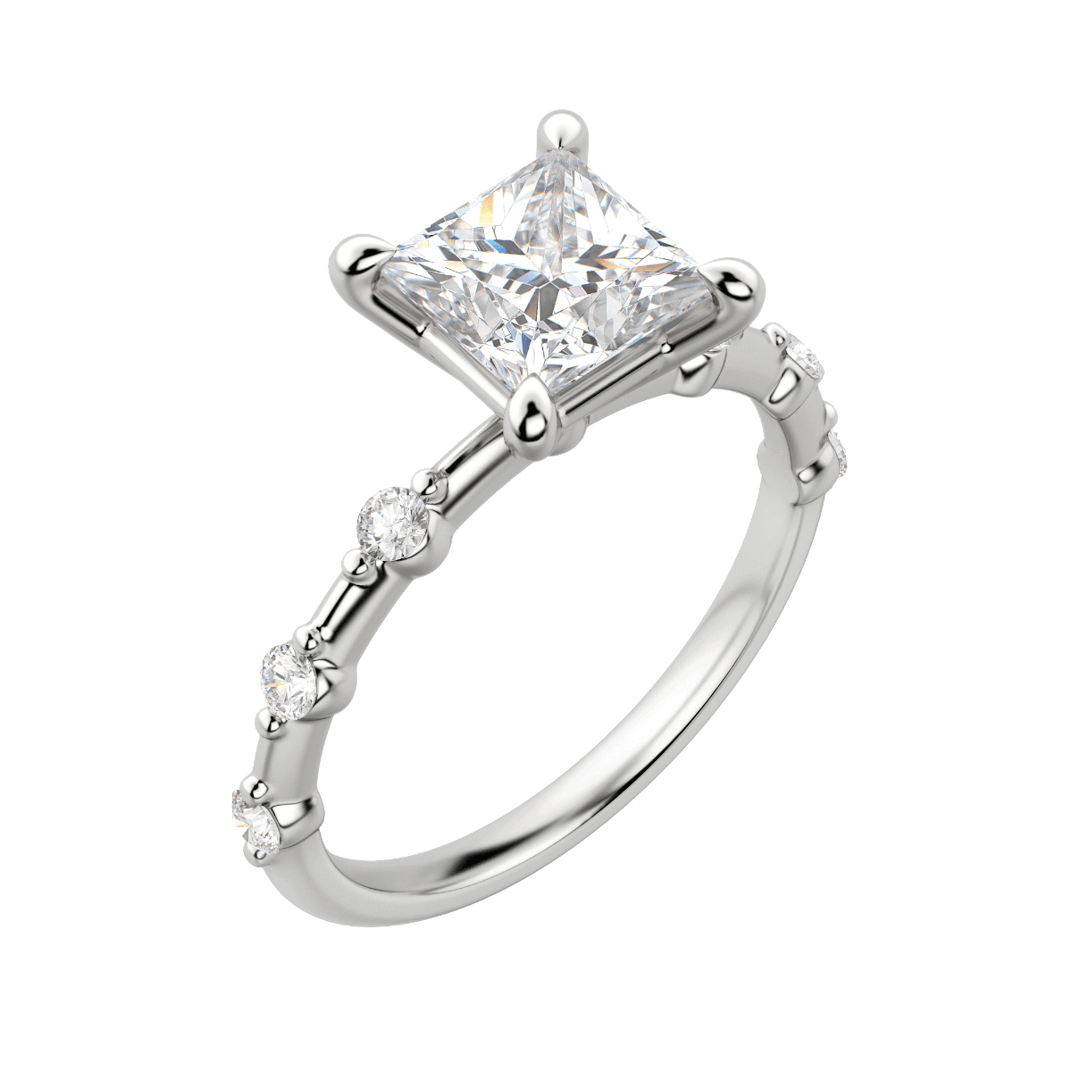 Napa Princess Cut Engagement Ring, 18K White Gold, Platinum, Default