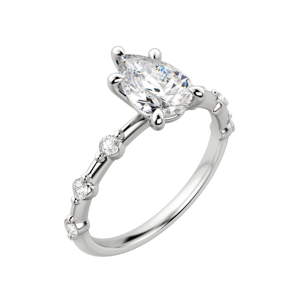 Napa Pear Cut Engagement Ring, Default, 18K White Gold, Platinum