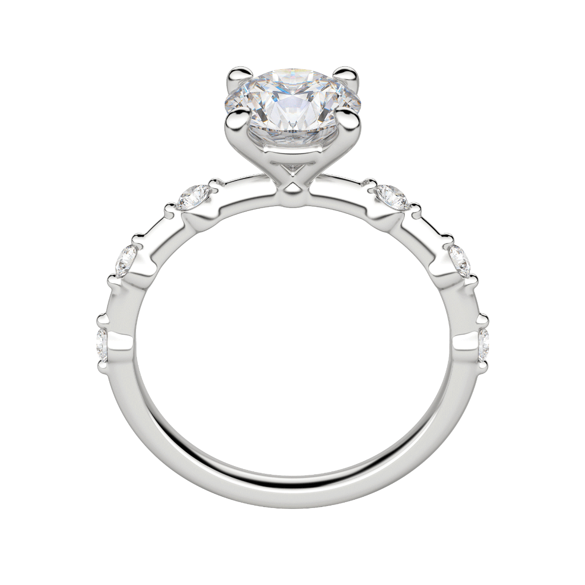 Napa Round Cut Engagement Ring, 18K White Gold, Platinum, Hover