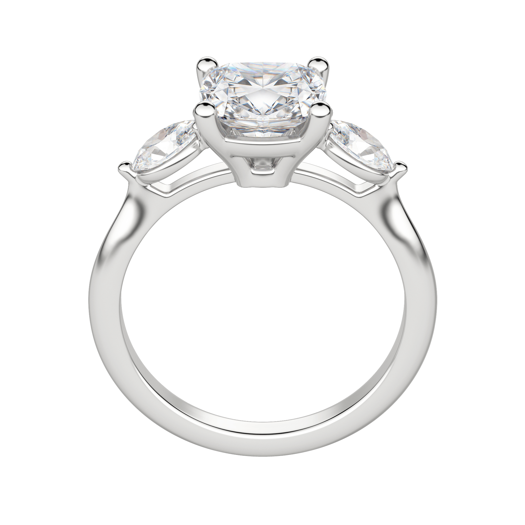 Rhea Classic Cushion Cut Engagement Ring, Hover, 18K White Gold, Platinum, 