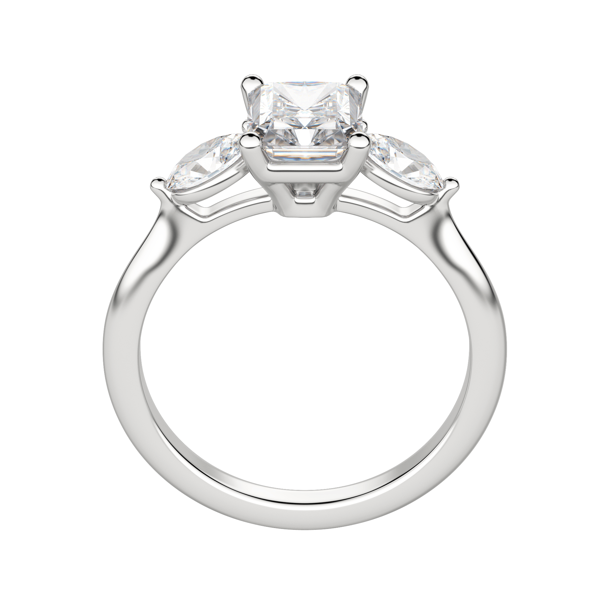 Rhea Classic Radiant Cut Engagement Ring, Hover, 18K White Gold, Platinum, 