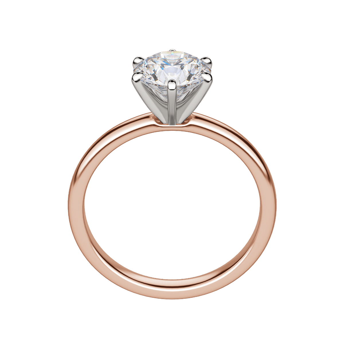Bare 6-Prong Round Cut Engagement Ring, 14K Rose Gold, Hover