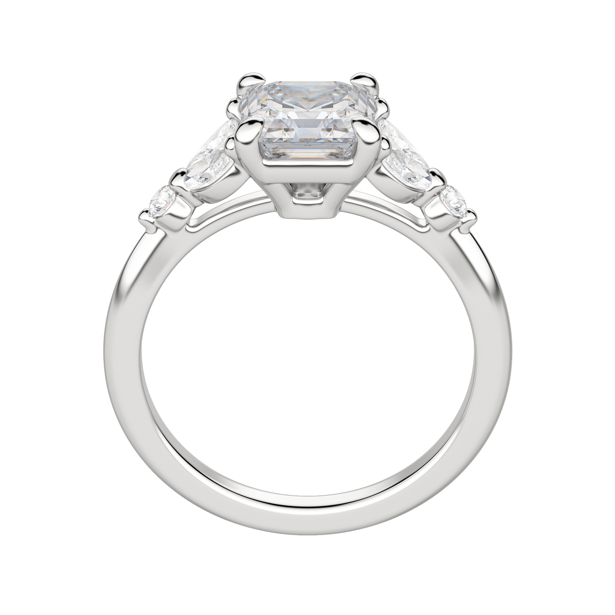 Sera Asscher Cut Engagement Ring, Hover, 18K White Gold, Platinum, 