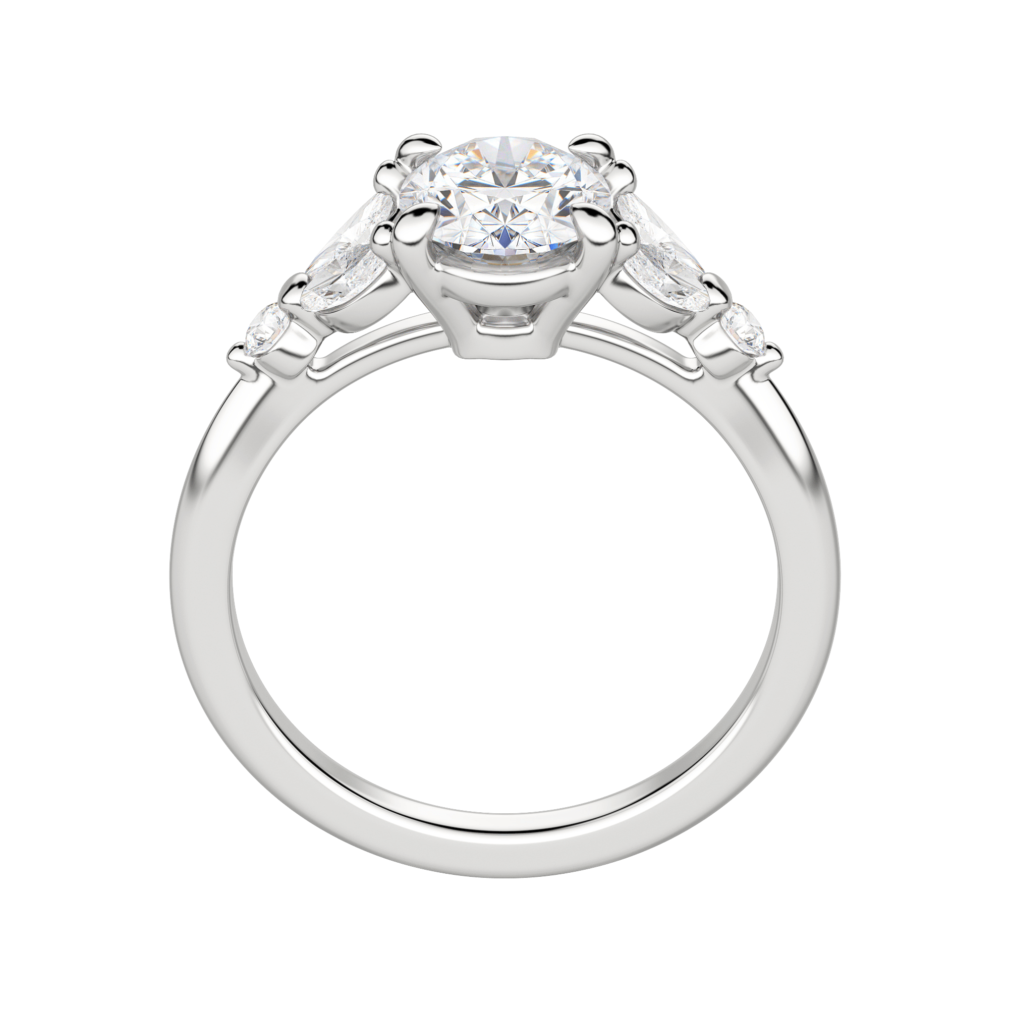 Sera Oval Cut Engagement Ring, Hover, 18K White Gold, Platinum, 