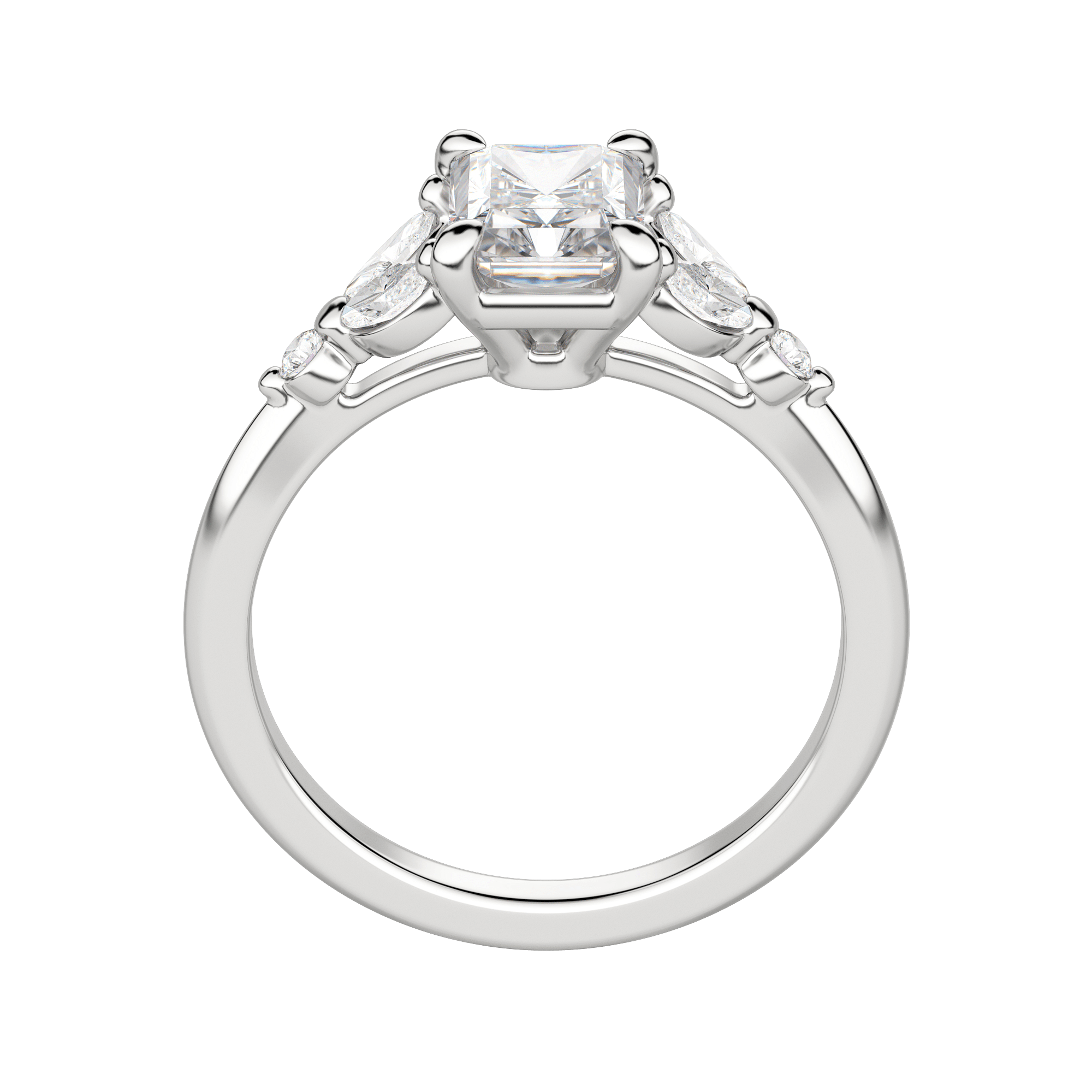 Sera Radiant Cut Engagement Ring, Hover, 18K White Gold, Platinum, 