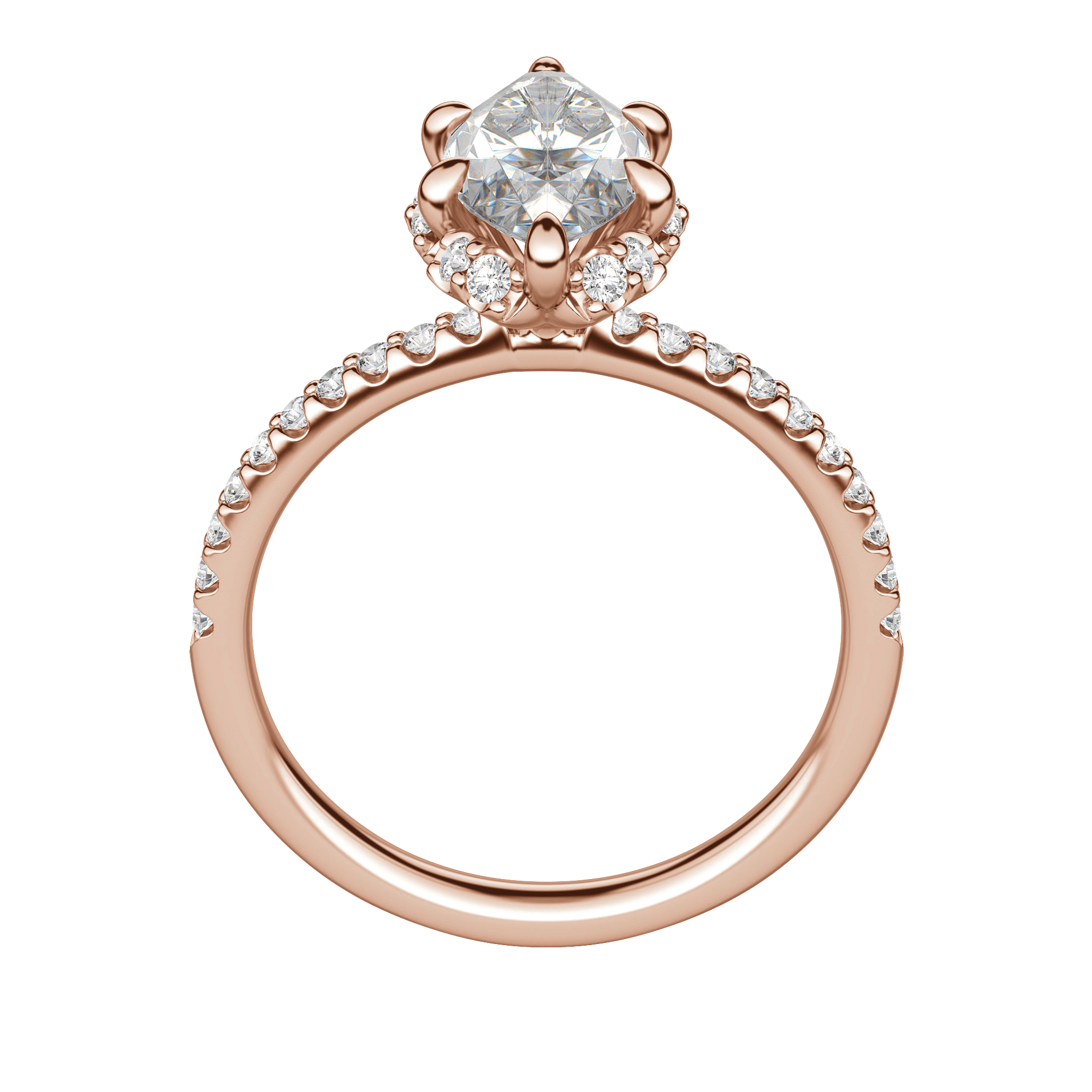 Sora Marquise Cut Engagement Ring, Hover, 14K Rose Gold, 