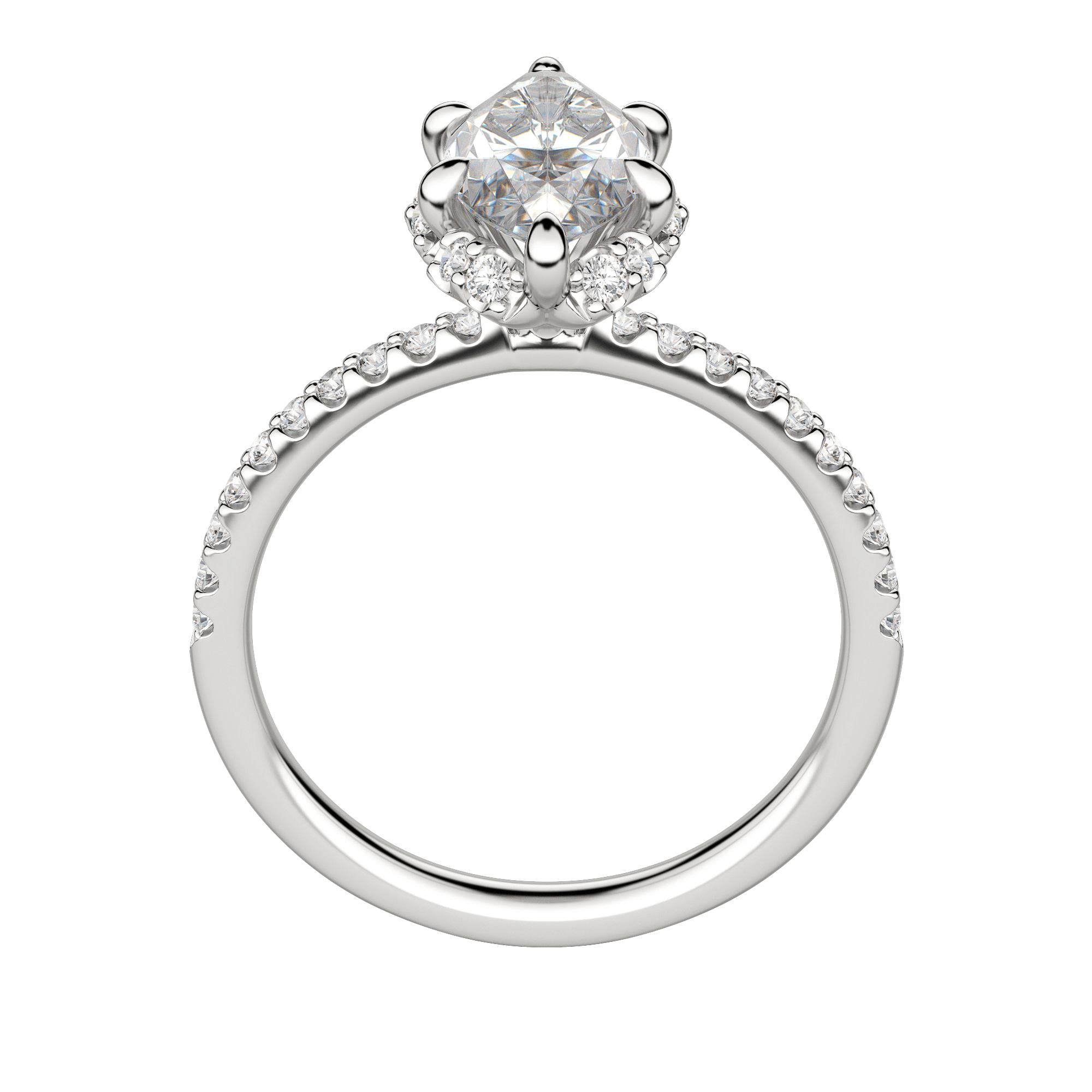 Sora Marquise Cut Engagement Ring, Hover, 18K White Gold, Platinum, 