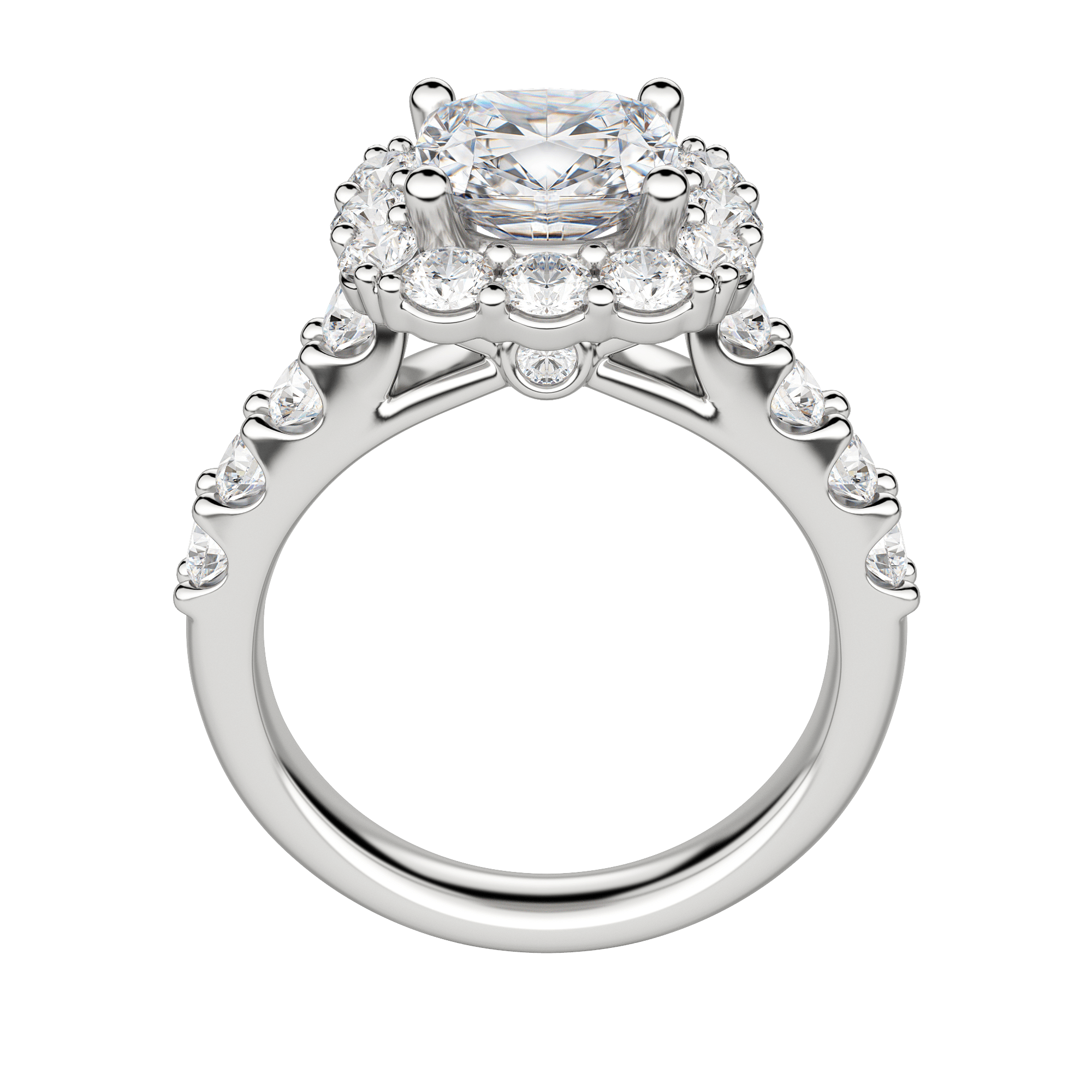 Vail Bold Cushion Cut Engagement Ring, Hover, 18K White Gold, Platinum