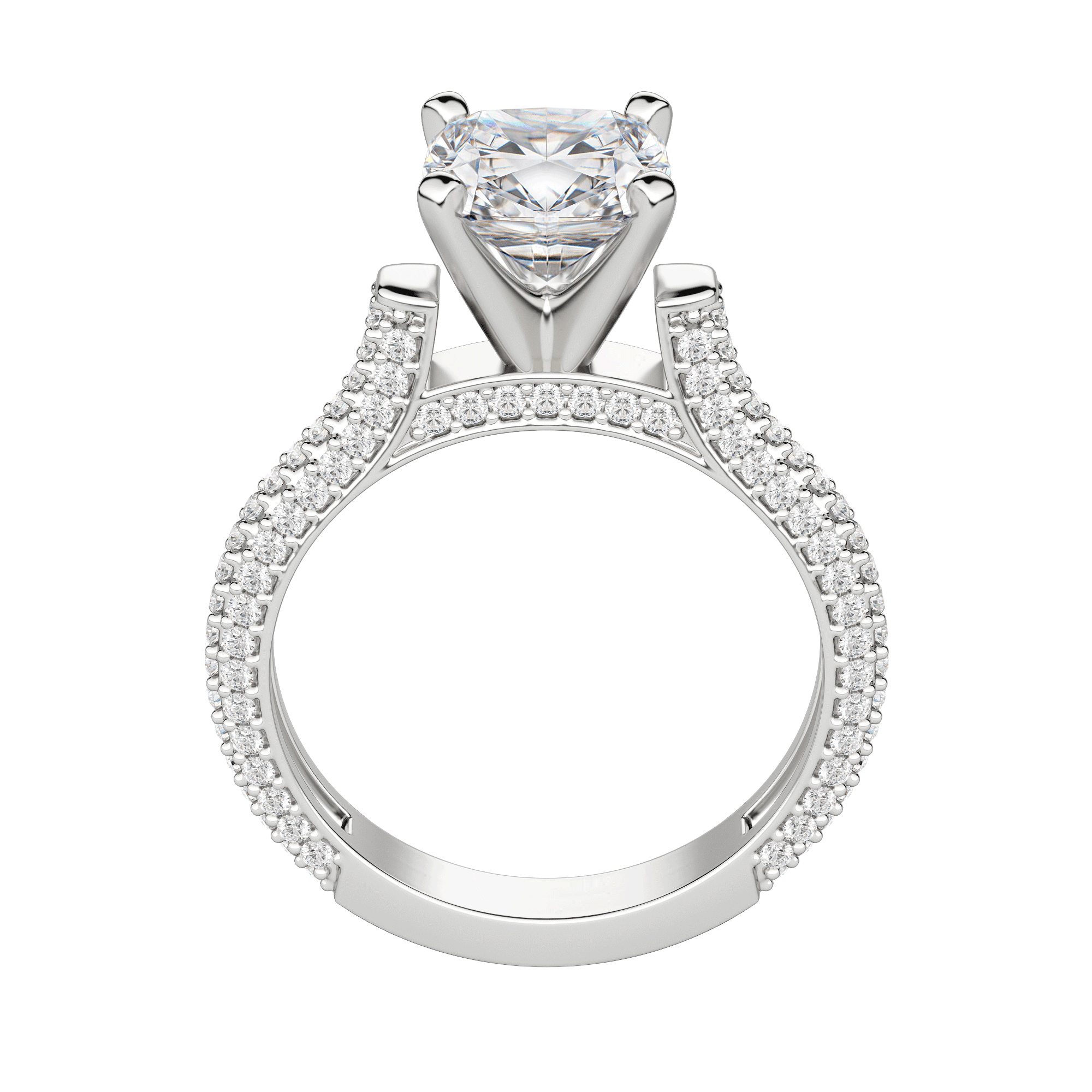 Vita Cushion Cut Engagement Ring, Hover, 18K White Gold, Platinum, 