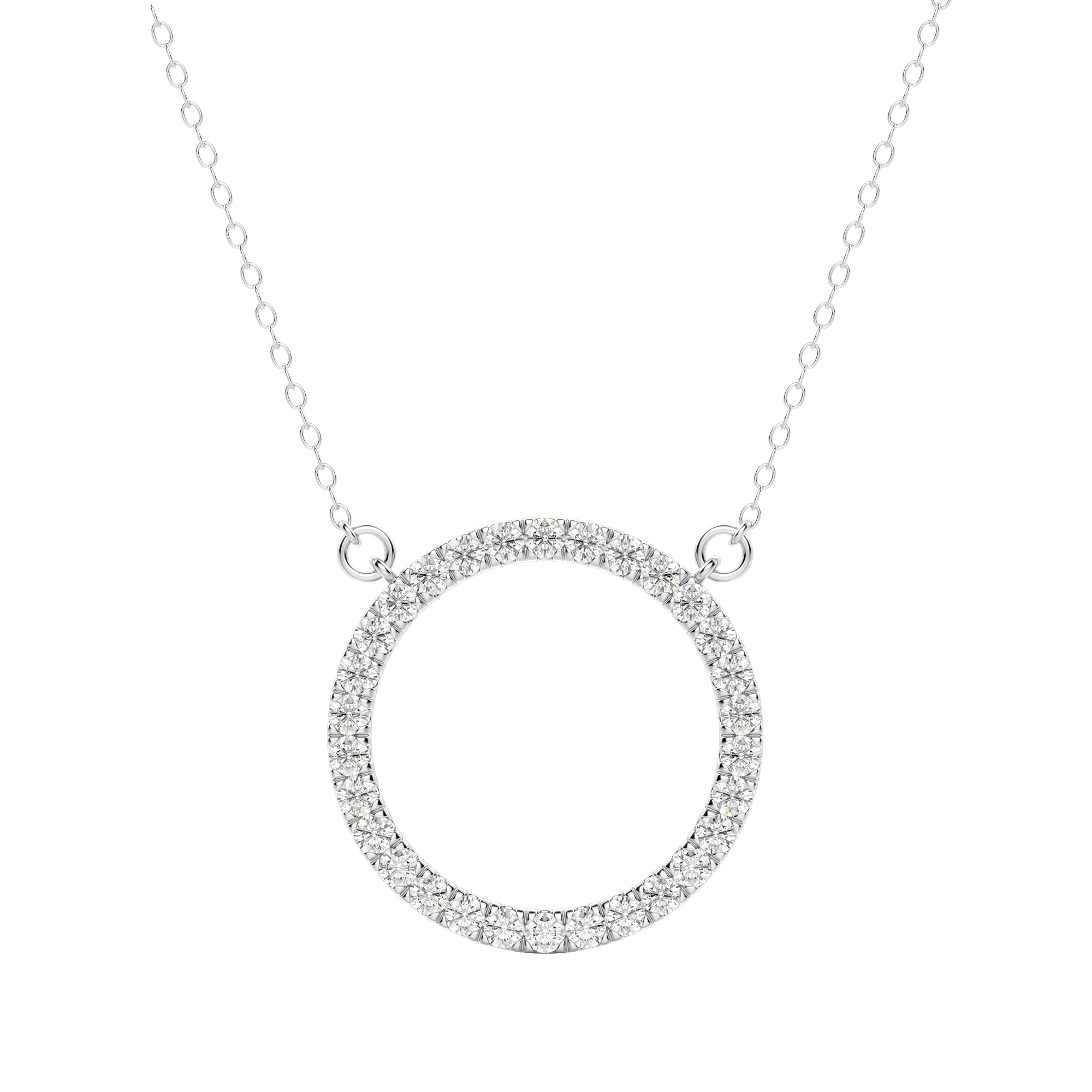 Circle Necklace, 14K White Gold, Default