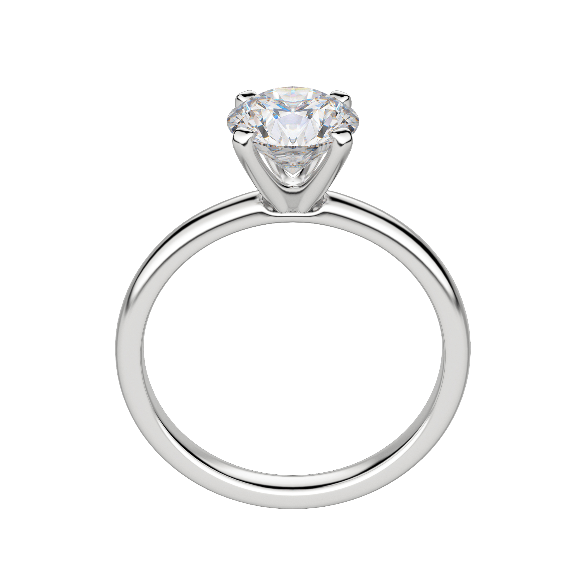 Bare 4-Prong Round Cut Engagement Ring, Platinum, 18K White Gold, Hover, 
