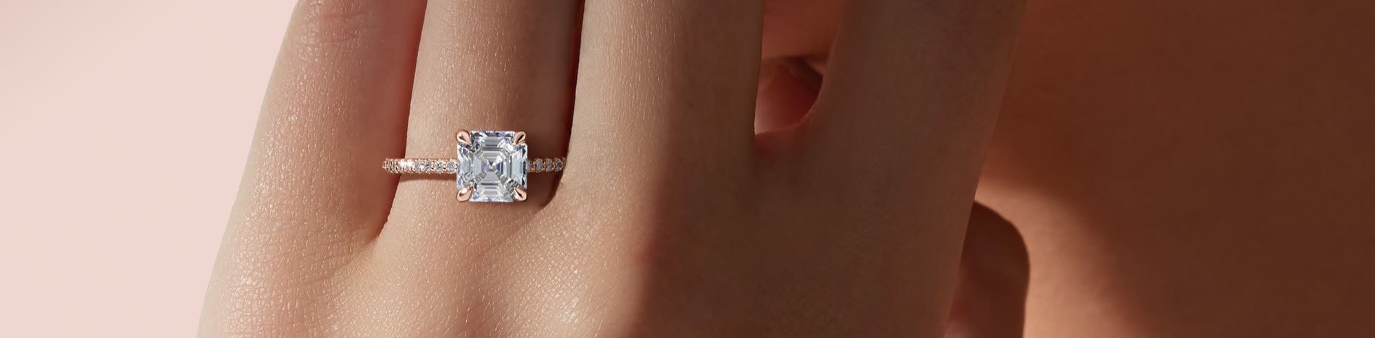 Hera Accented Asscher Cut Engagement Ring in 14K Rose Gold