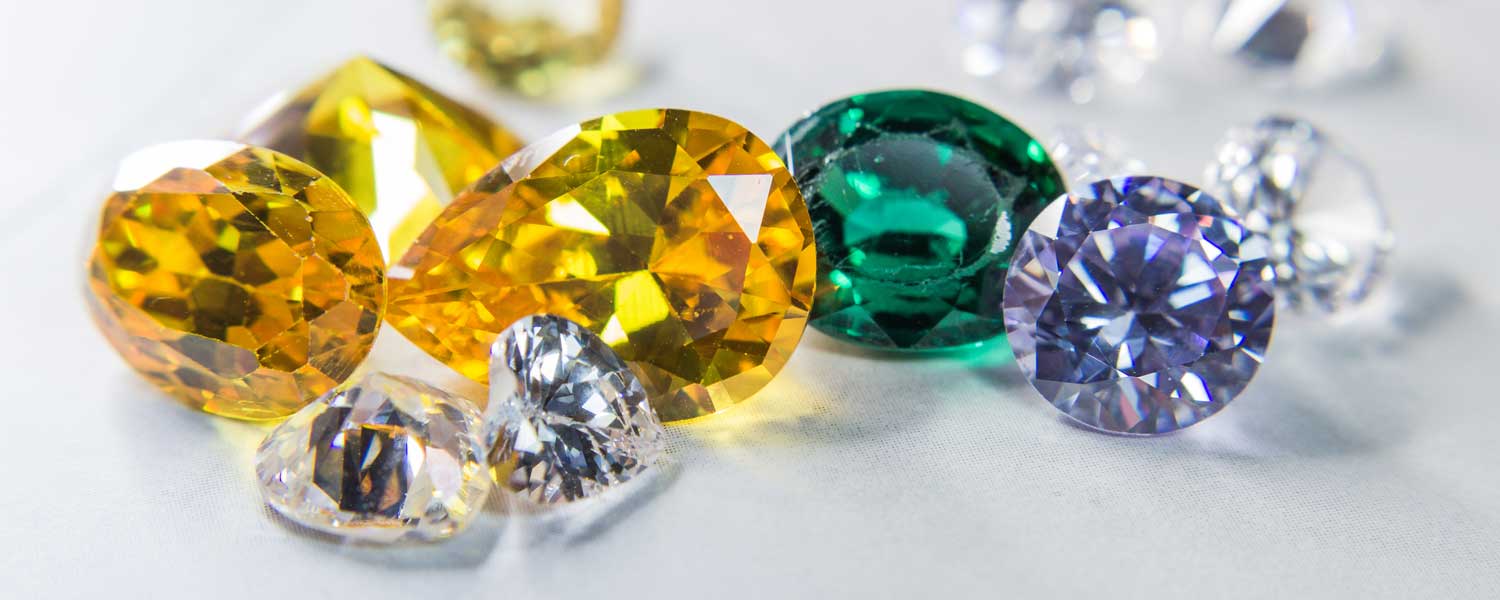 Brightly colored loose gemstones
