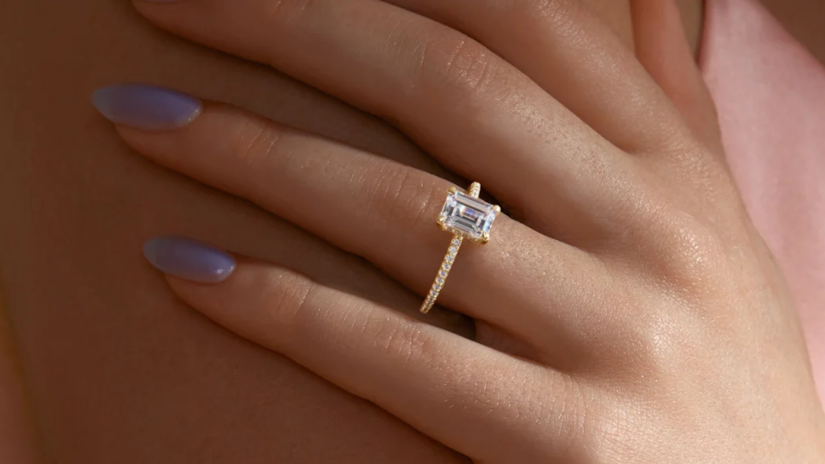 Hera Accented Emerald Cut Engagement Ring