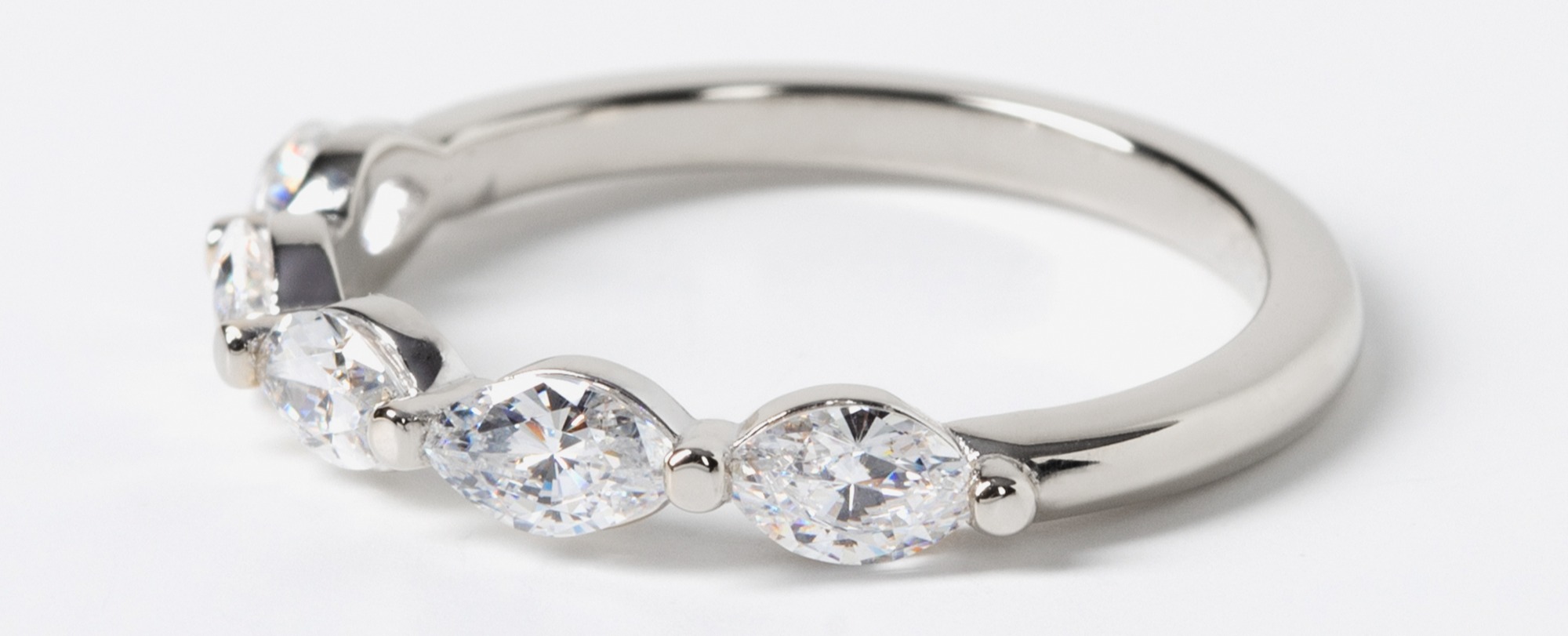 Five Stone Marquise Anniversary Band in 18K White Gold