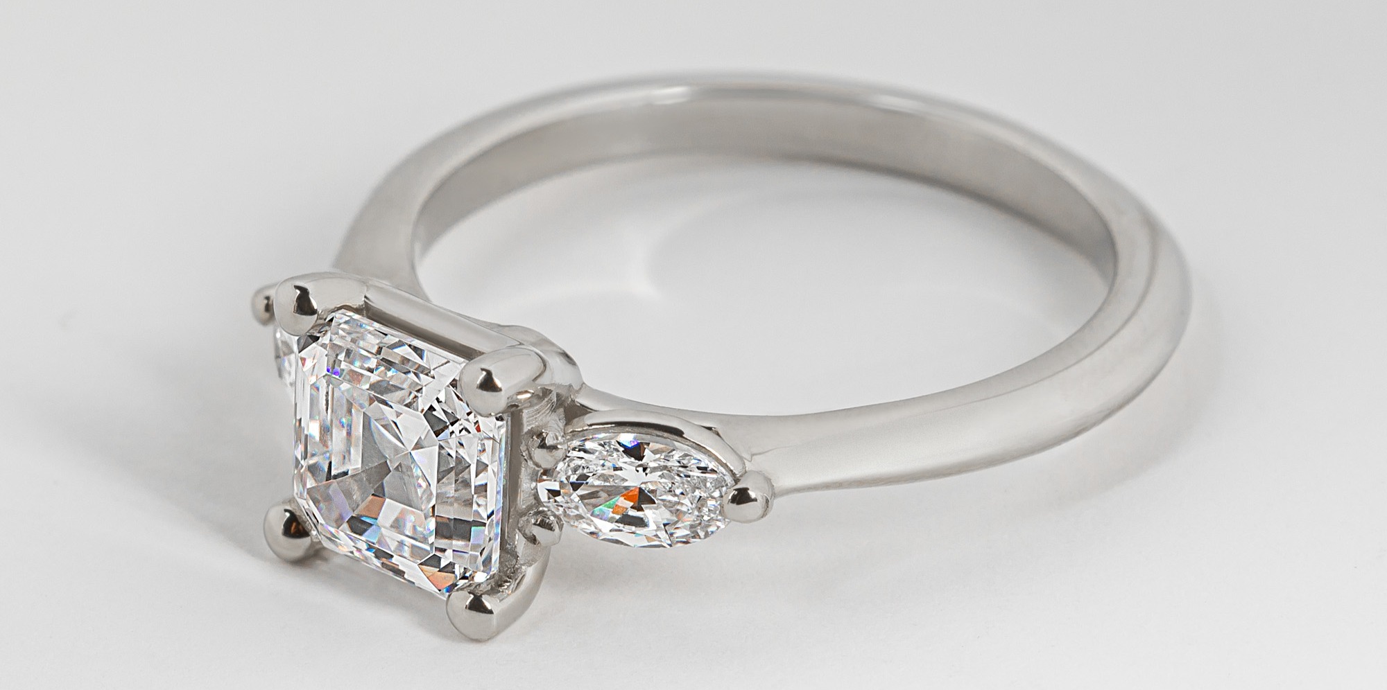 Rhea Classic Asscher Cut Engagement Ring in 18K White Gold