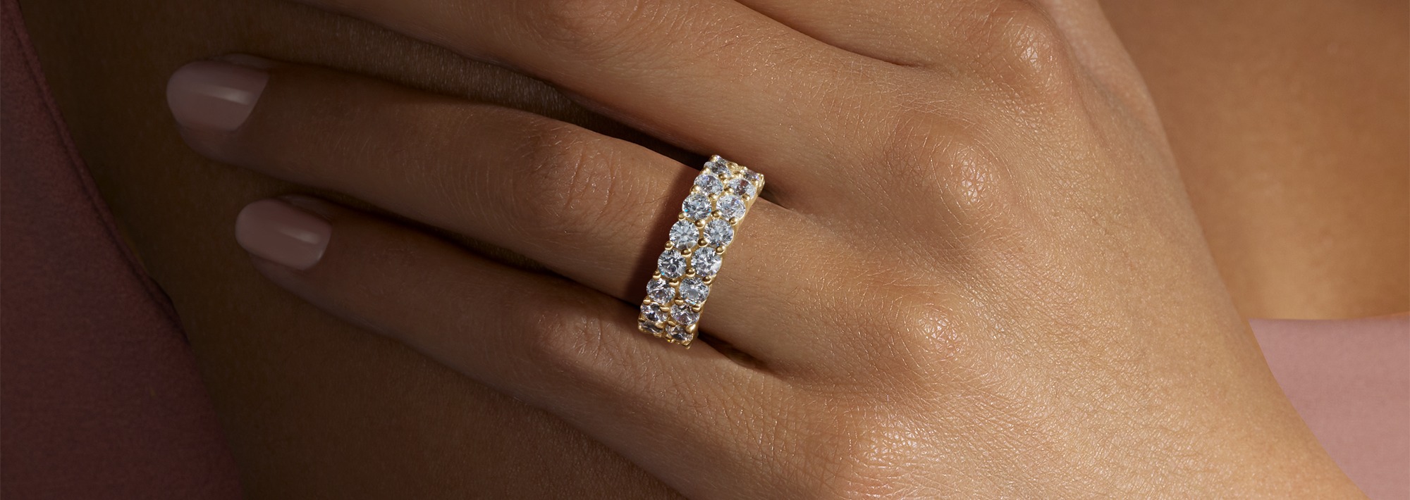 Round Cut Pave Semi-Eternity Band in 18K Yellow Gold