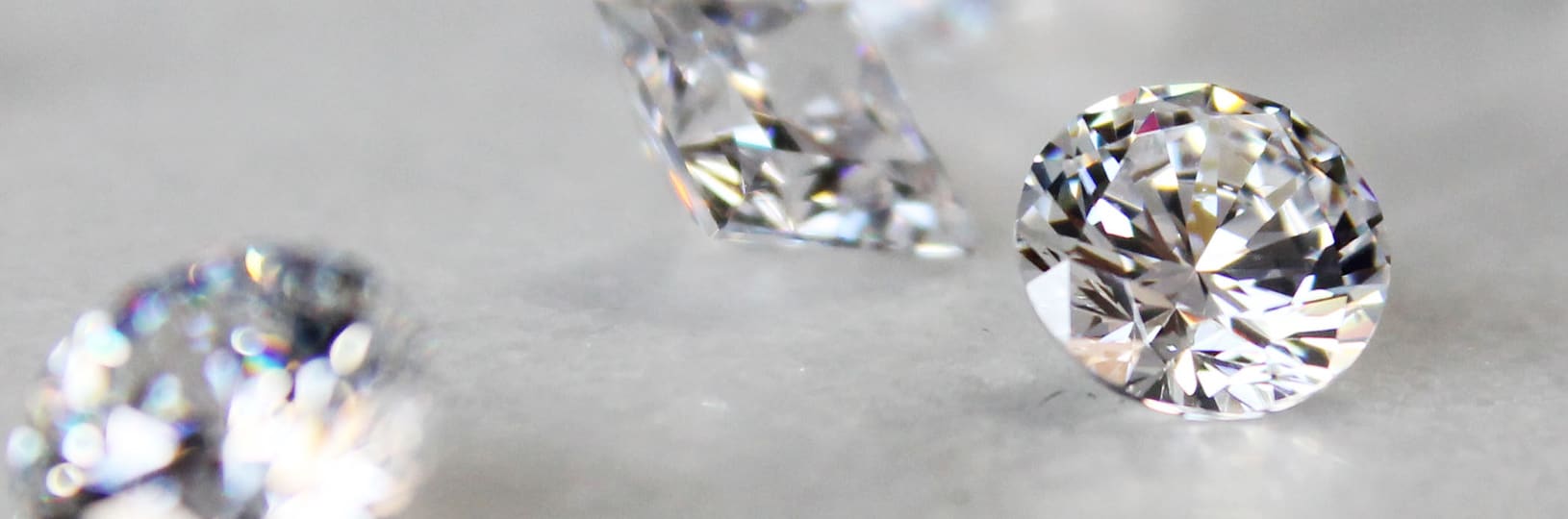A close up image of lab grown diamonds