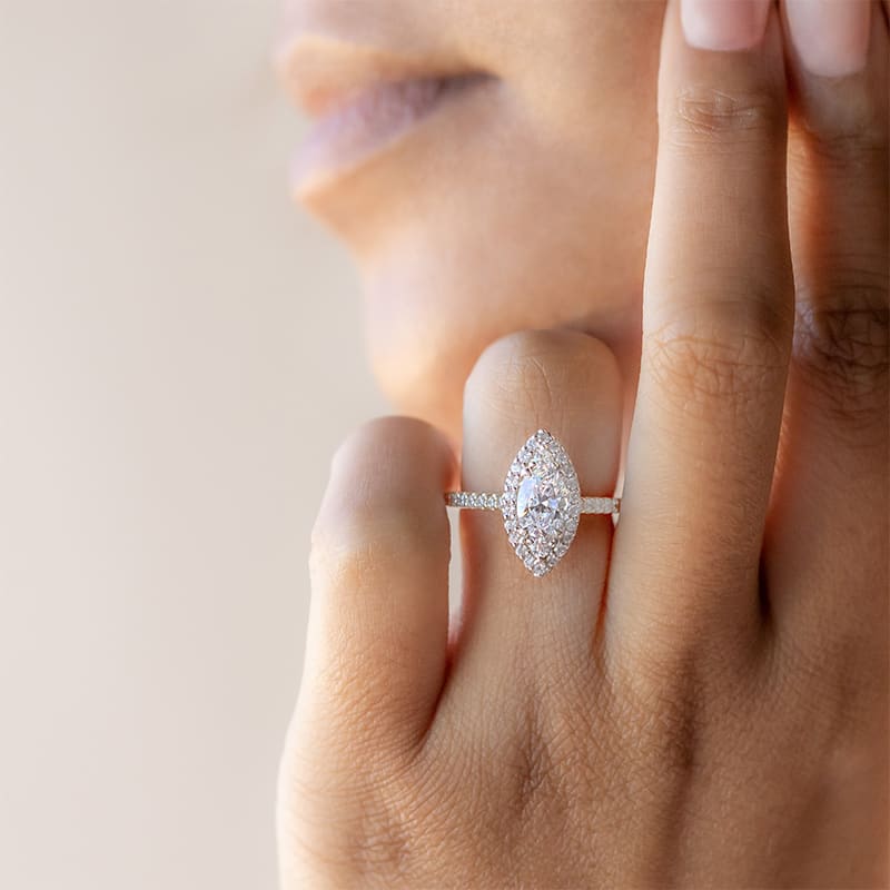 Go big or go home with a sparkling halo setting