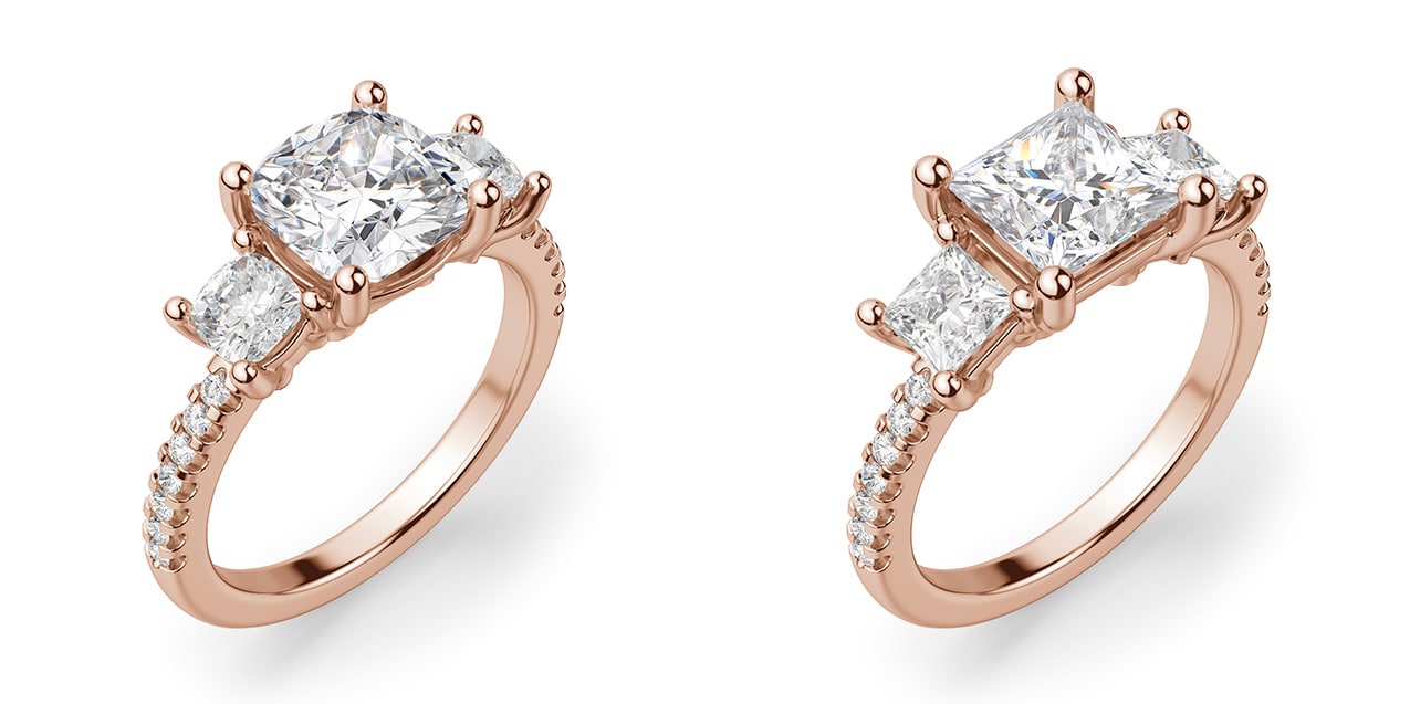 A three stone engagement ring setting