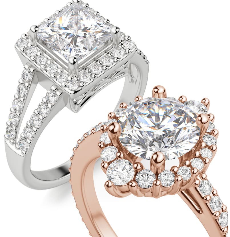 Two halo engagement ring settings