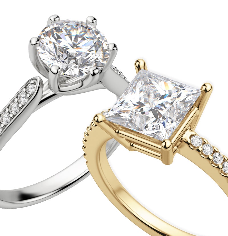 Two accented engagement ring settings