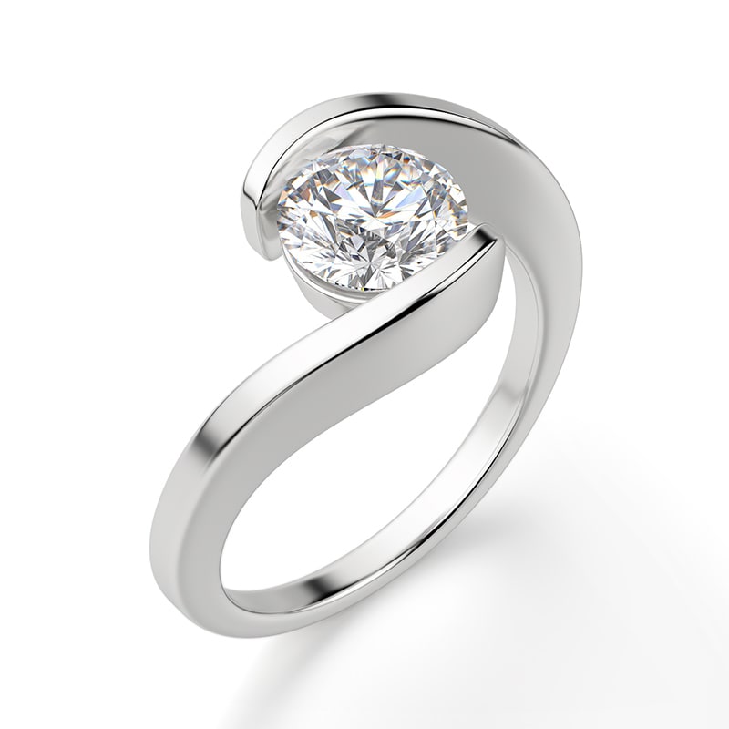 A tension set engagement ring