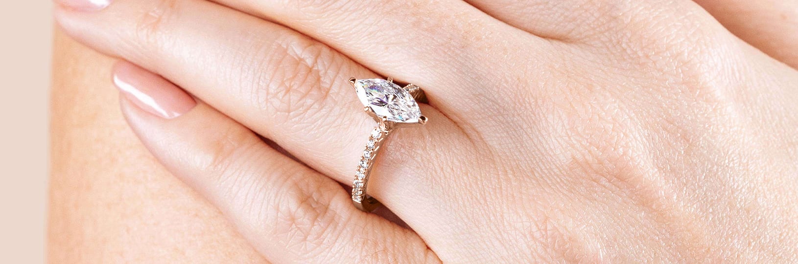 Accented Marquise cut engagement ring